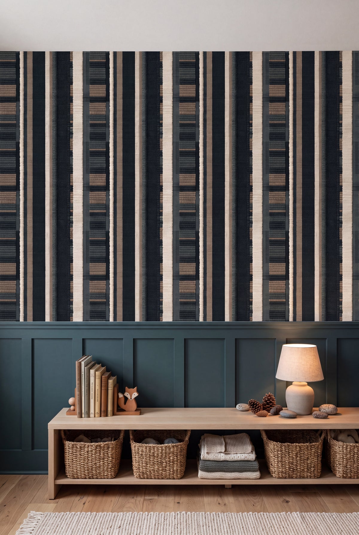 Spruce Weave wallpaper shown in a kids room