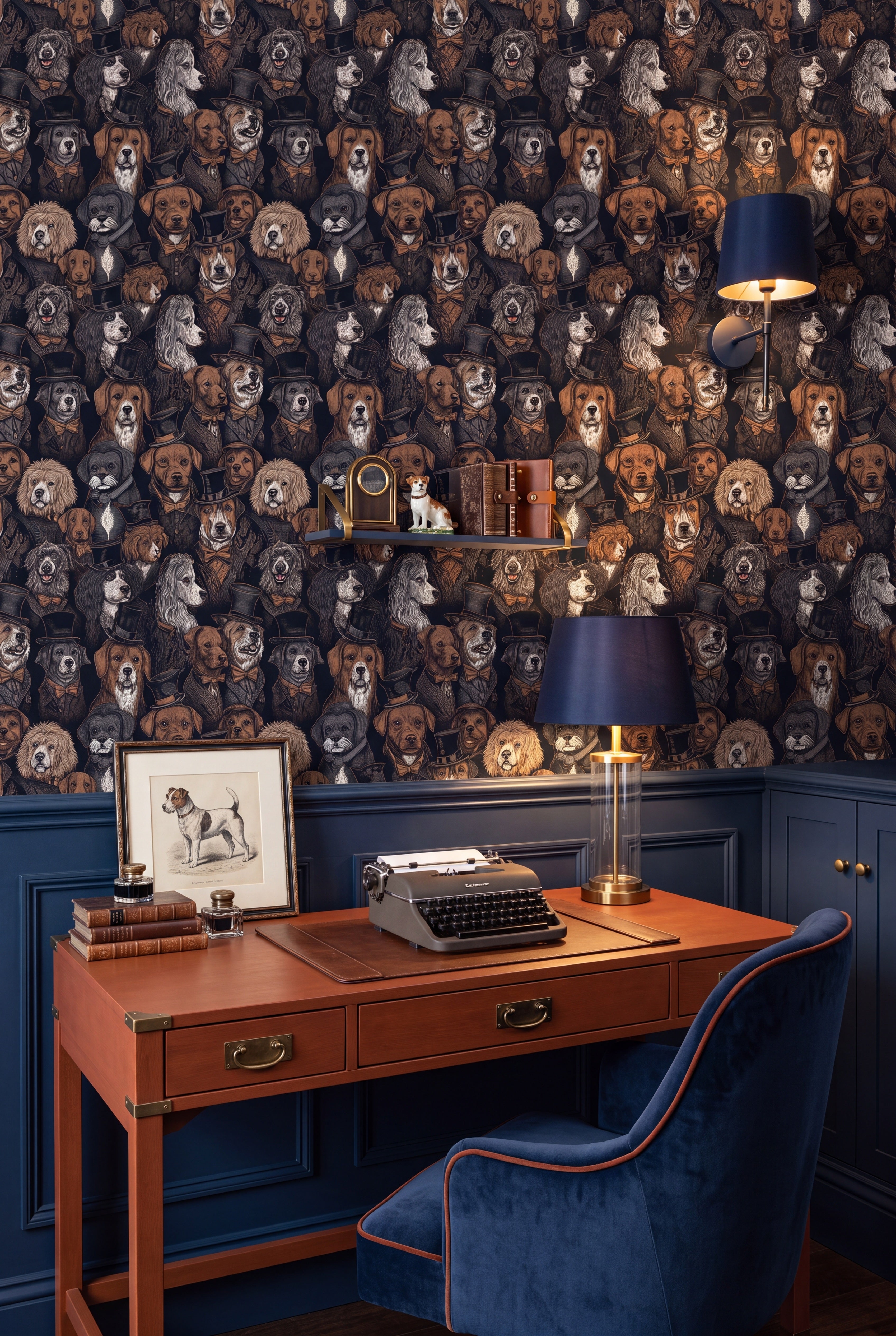 Best in Show wallpaper shown in a home office