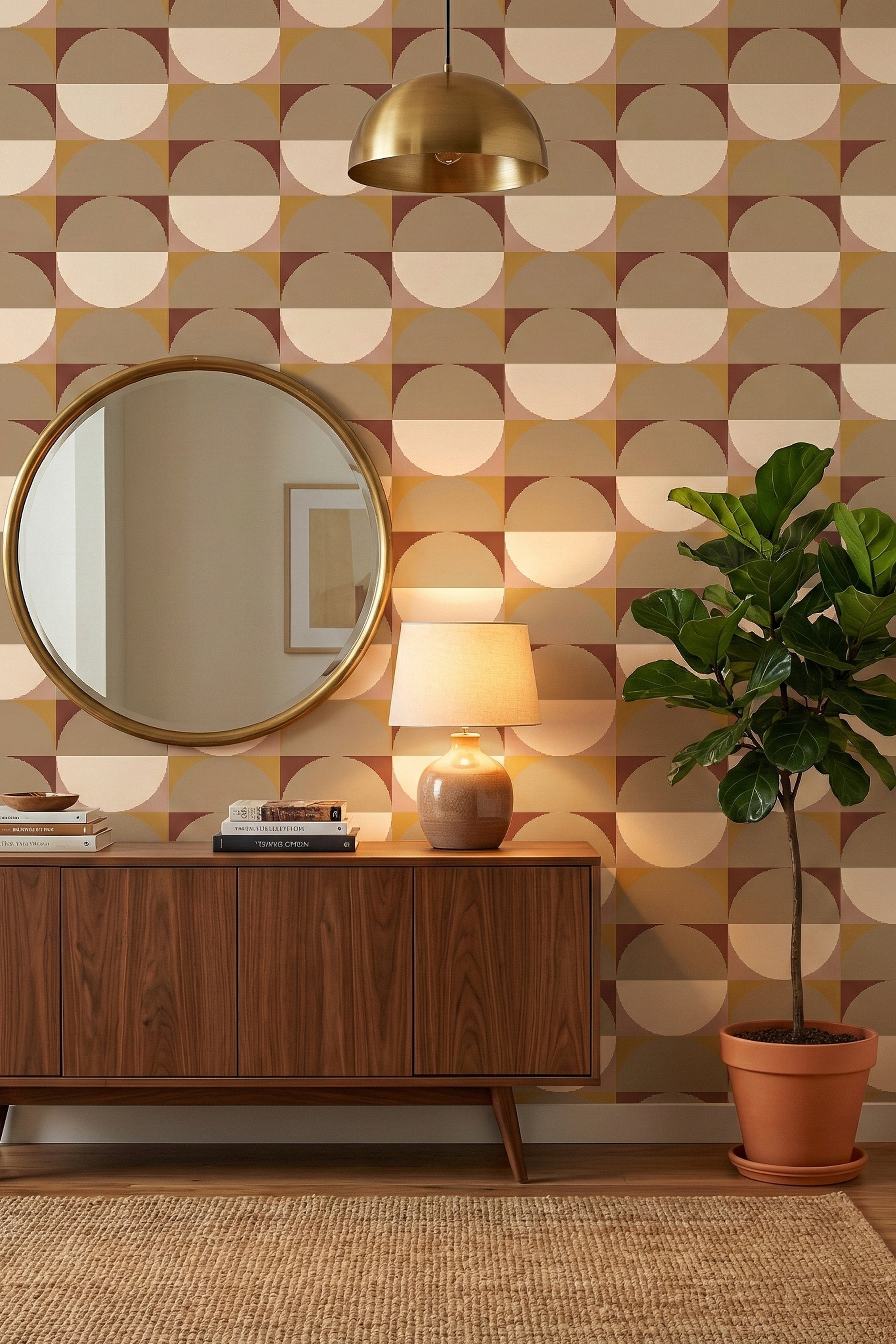 Roundabout wallpaper shown in an entryway