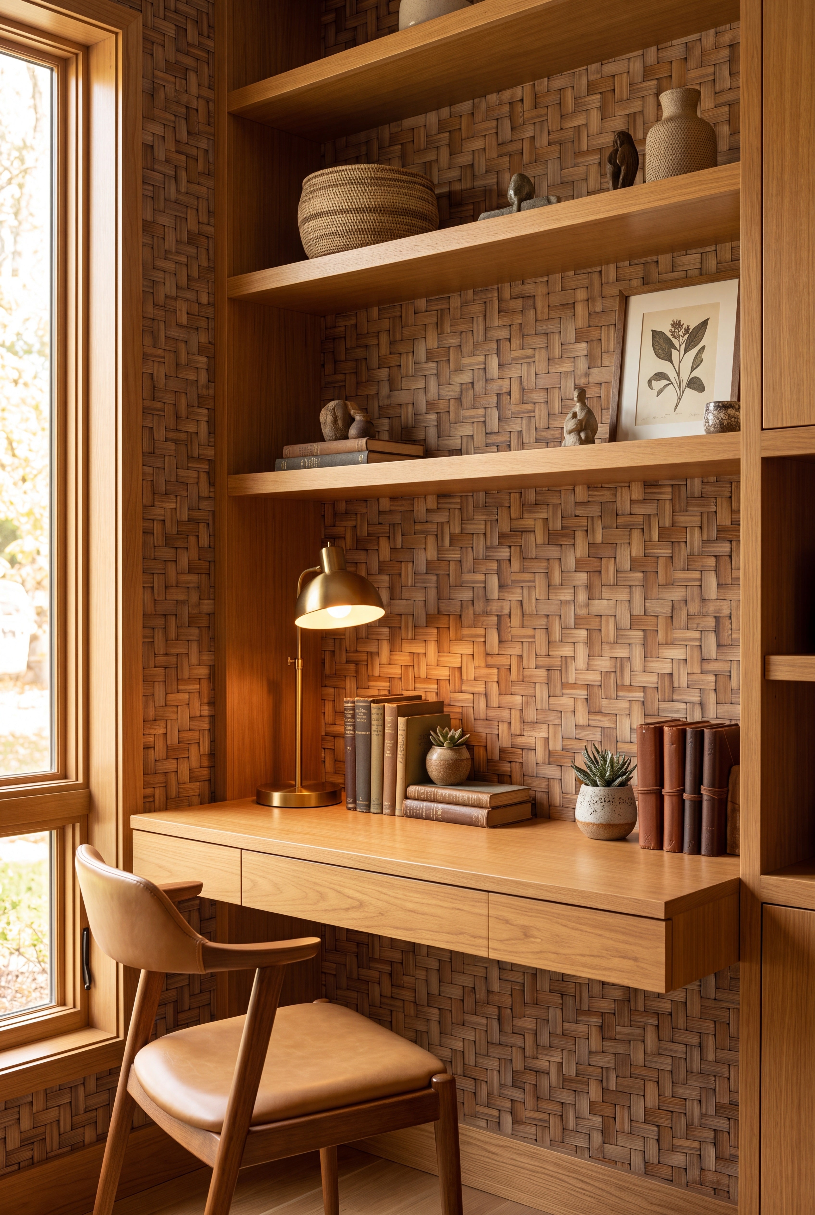 Basket Case wallpaper shown in a home office