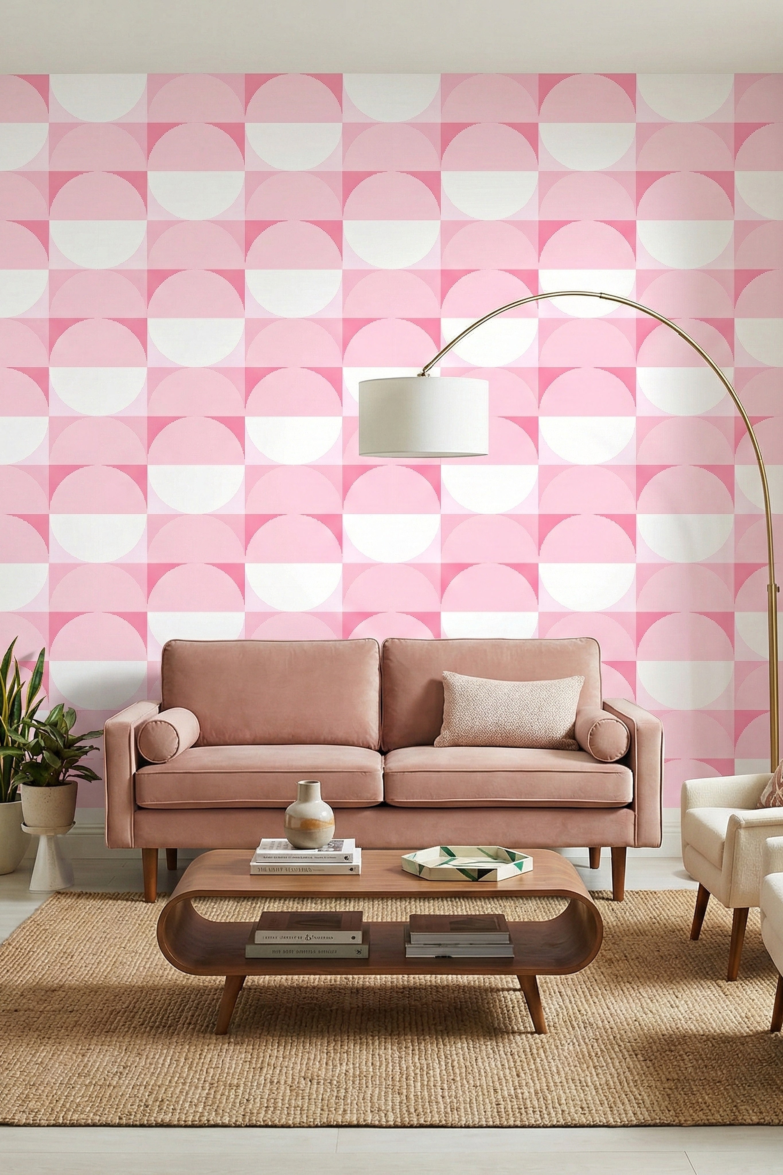 Pastel Playhouse wallpaper shown in a living room