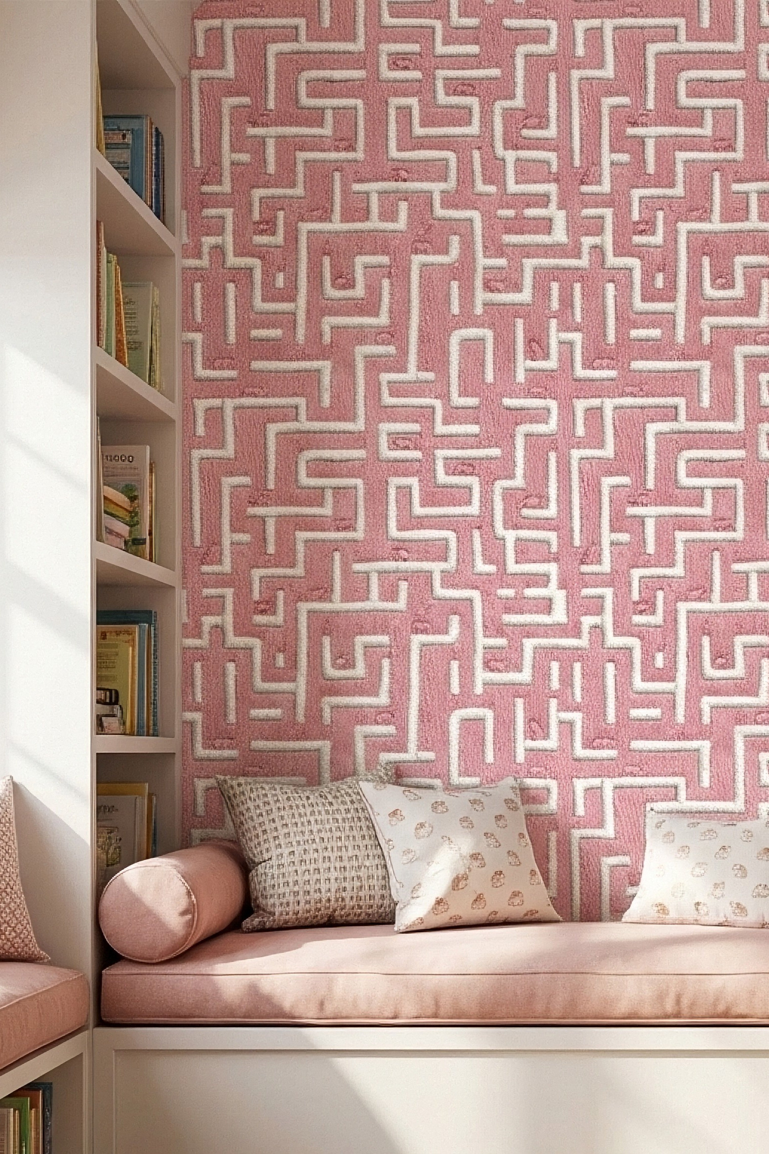 Whisker Maze wallpaper shown in a cozy nook