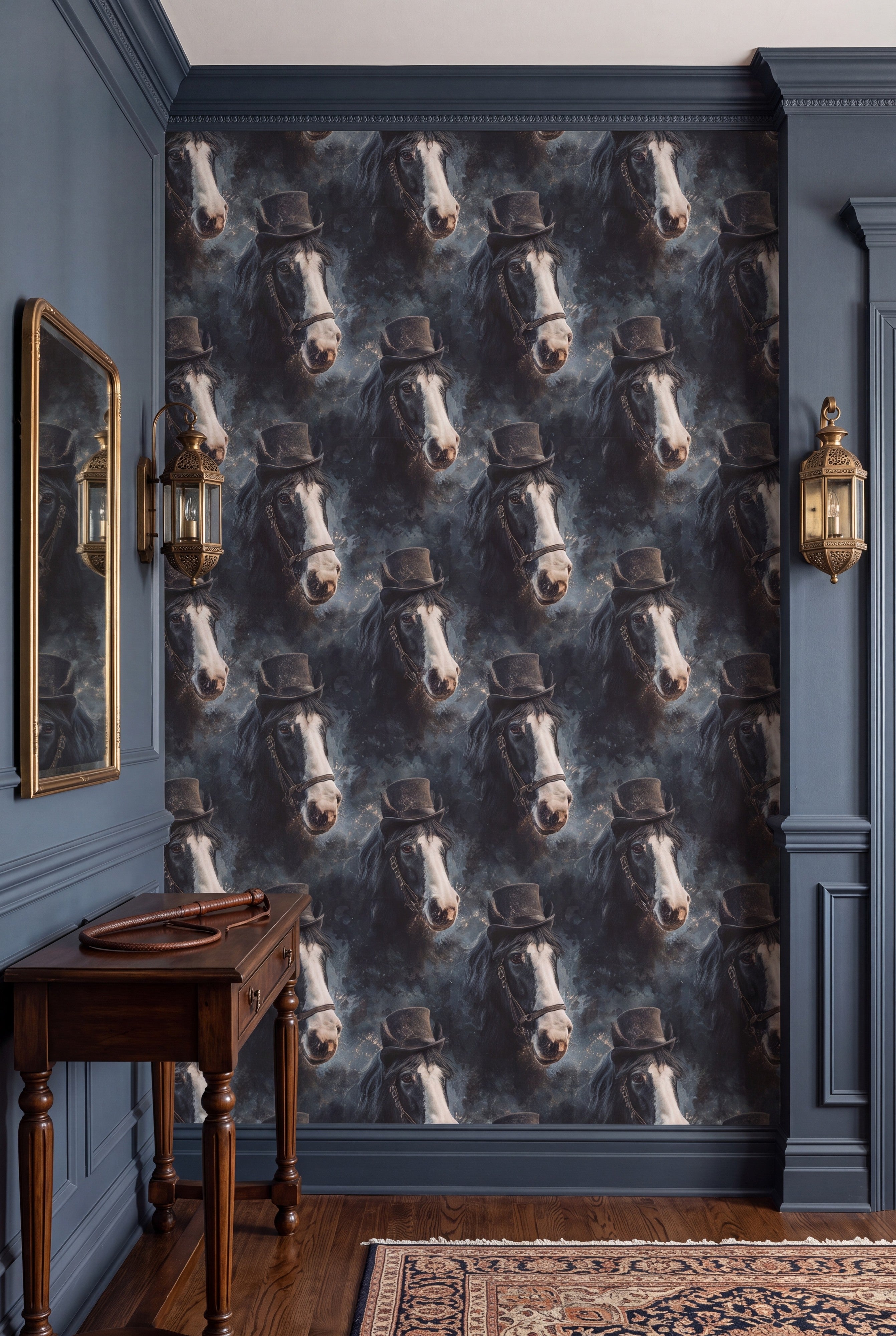 Midnight Mare wallpaper shown in an entryway