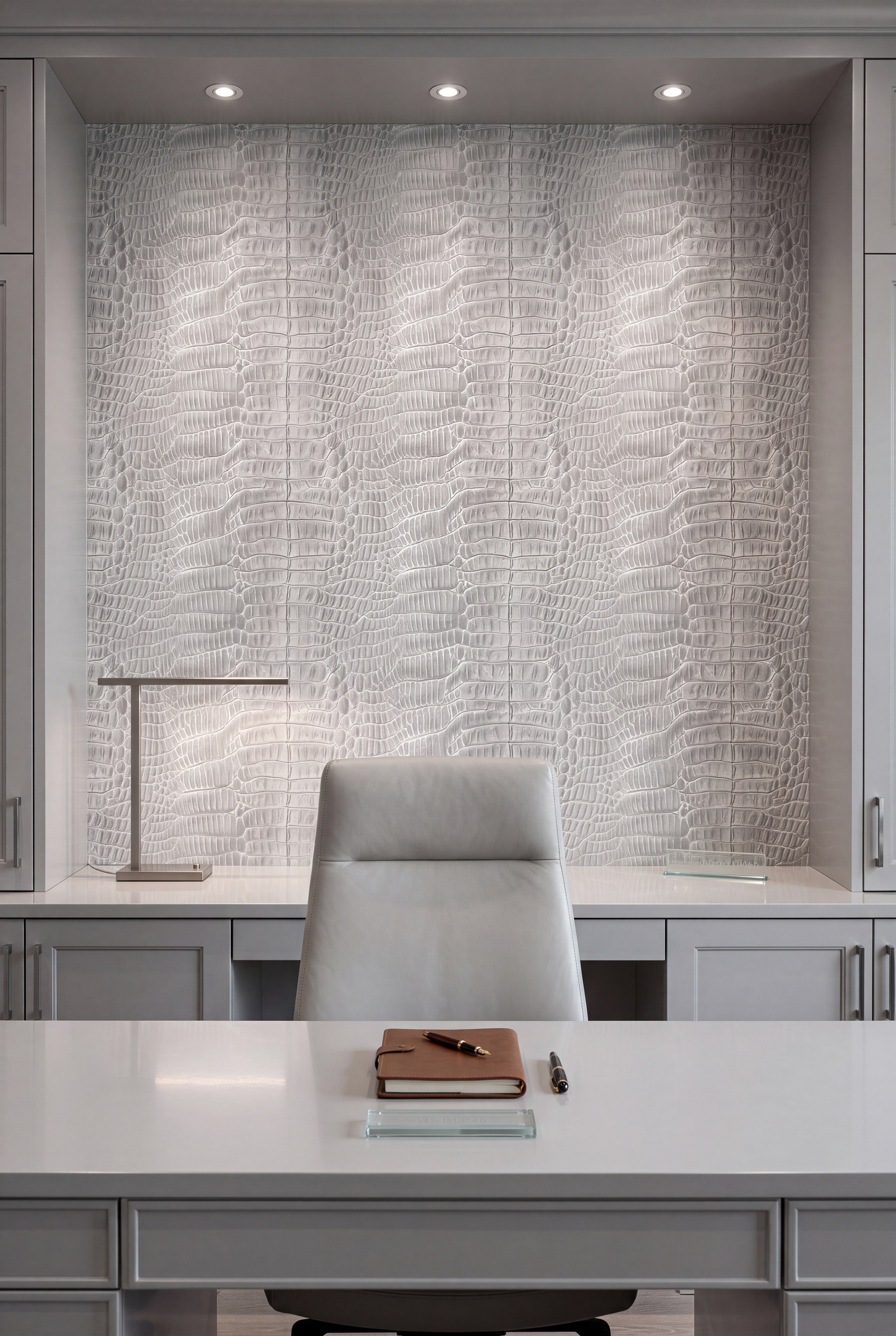Croc Rock wallpaper shown in a home office