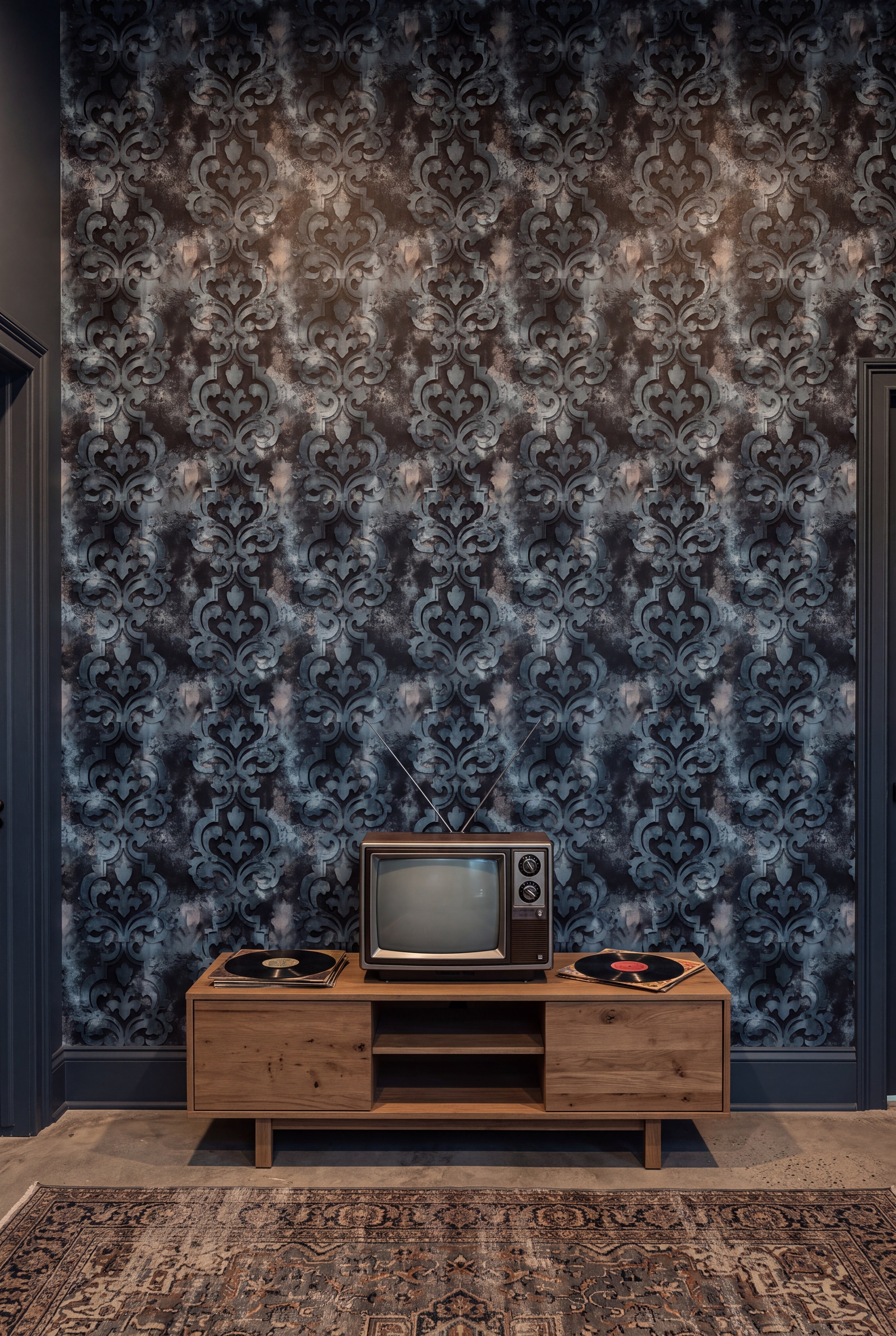 Storm Relic wallpaper shown in a media room