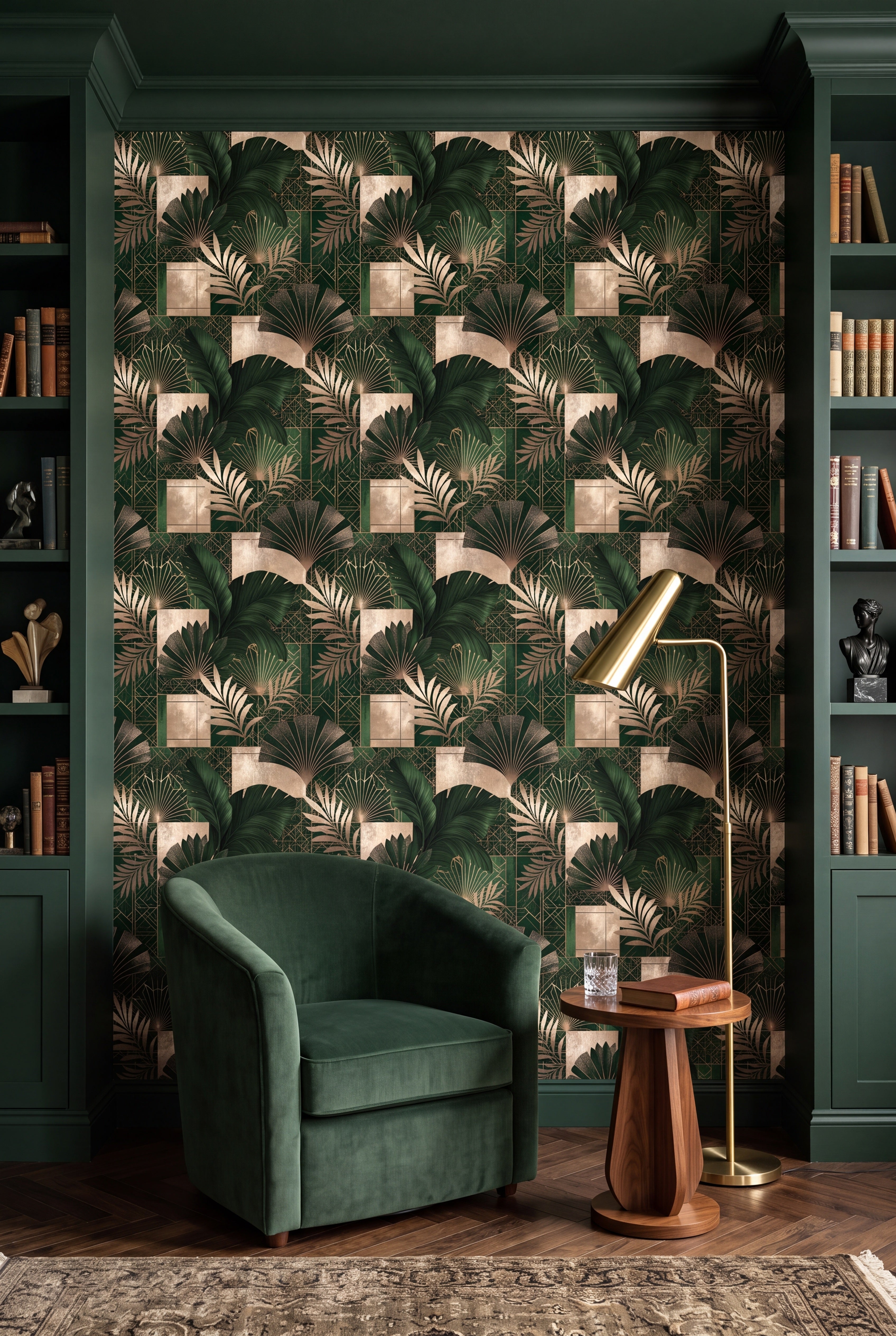 Ivy Gala wallpaper shown in a reading nook