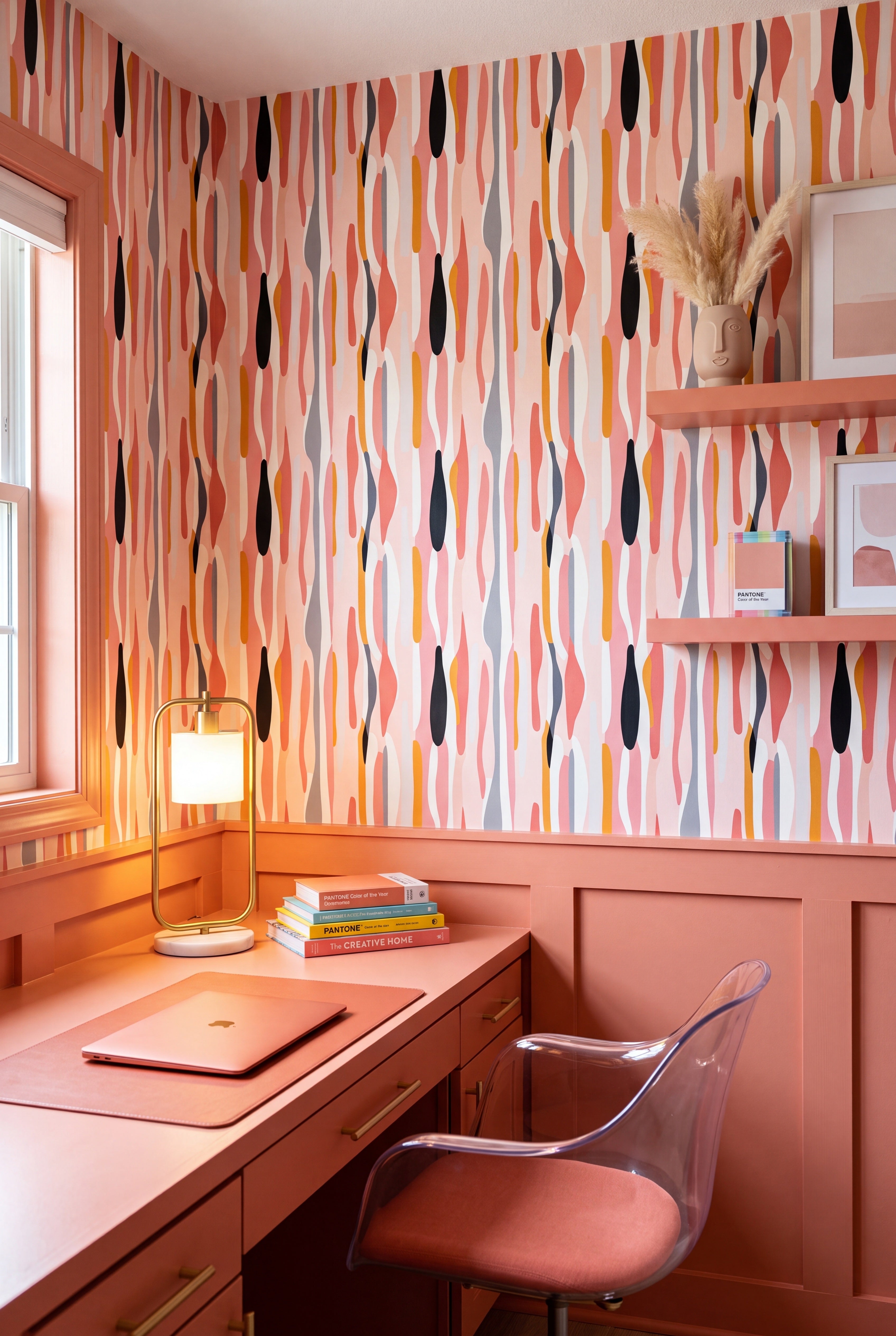 Malibu Stripe wallpaper shown in a home office
