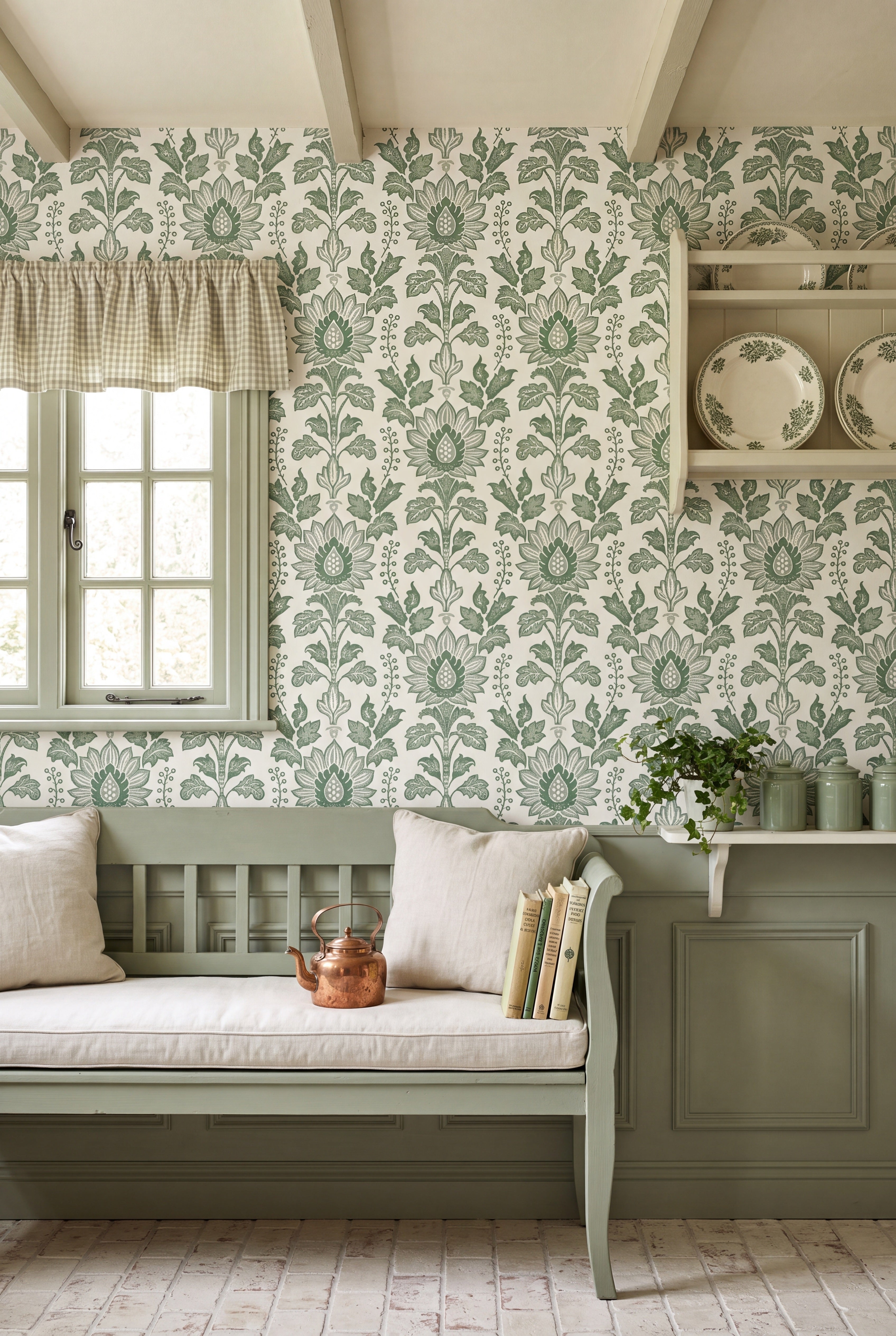 Cotswold wallpaper shown in a cozy nook