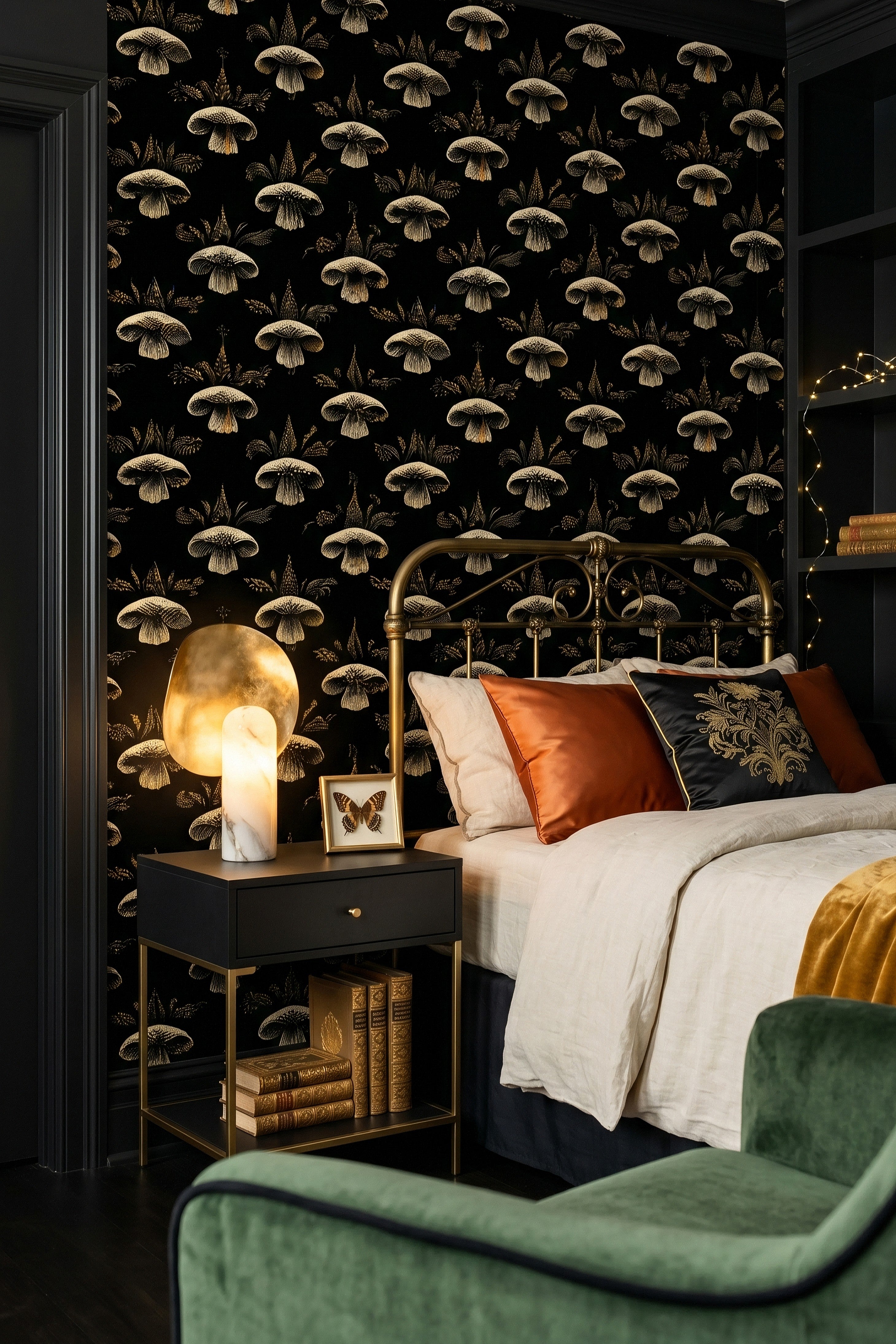 Spore Study wallpaper shown in a bedroom