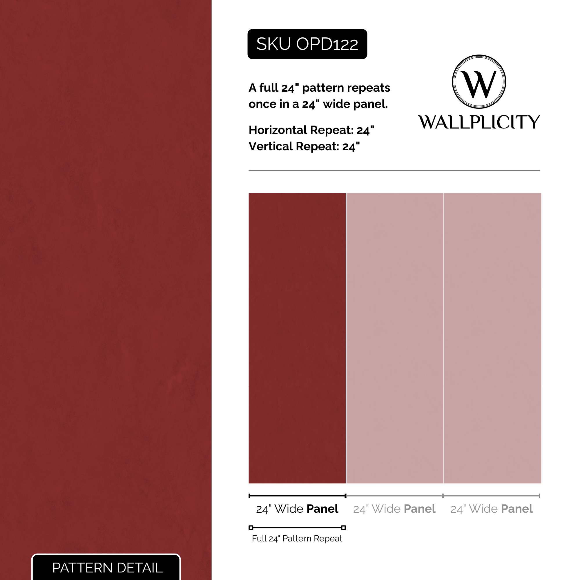Cabernet wallpaper pattern detail and repeat size