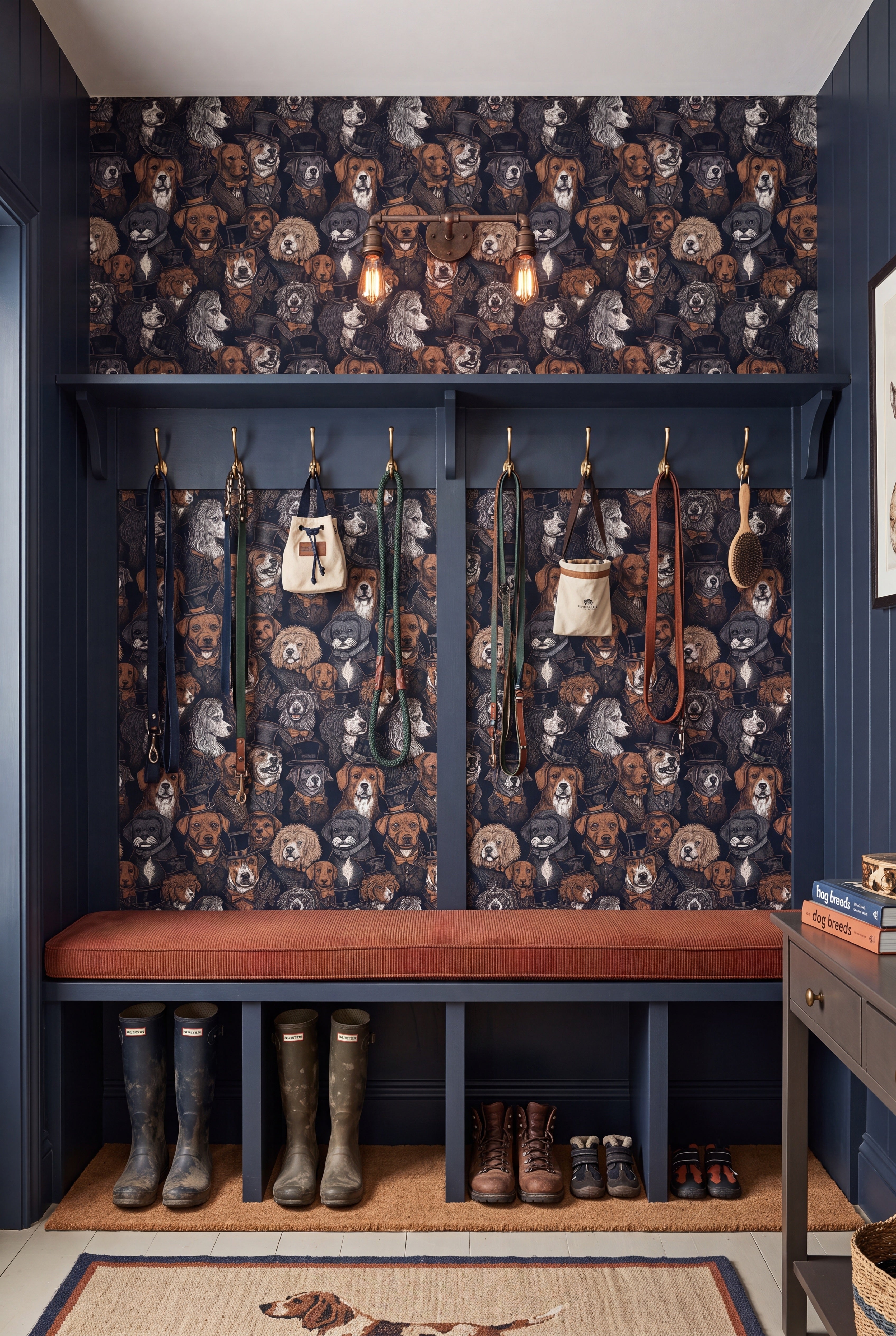 Best in Show wallpaper shown in a mudroom