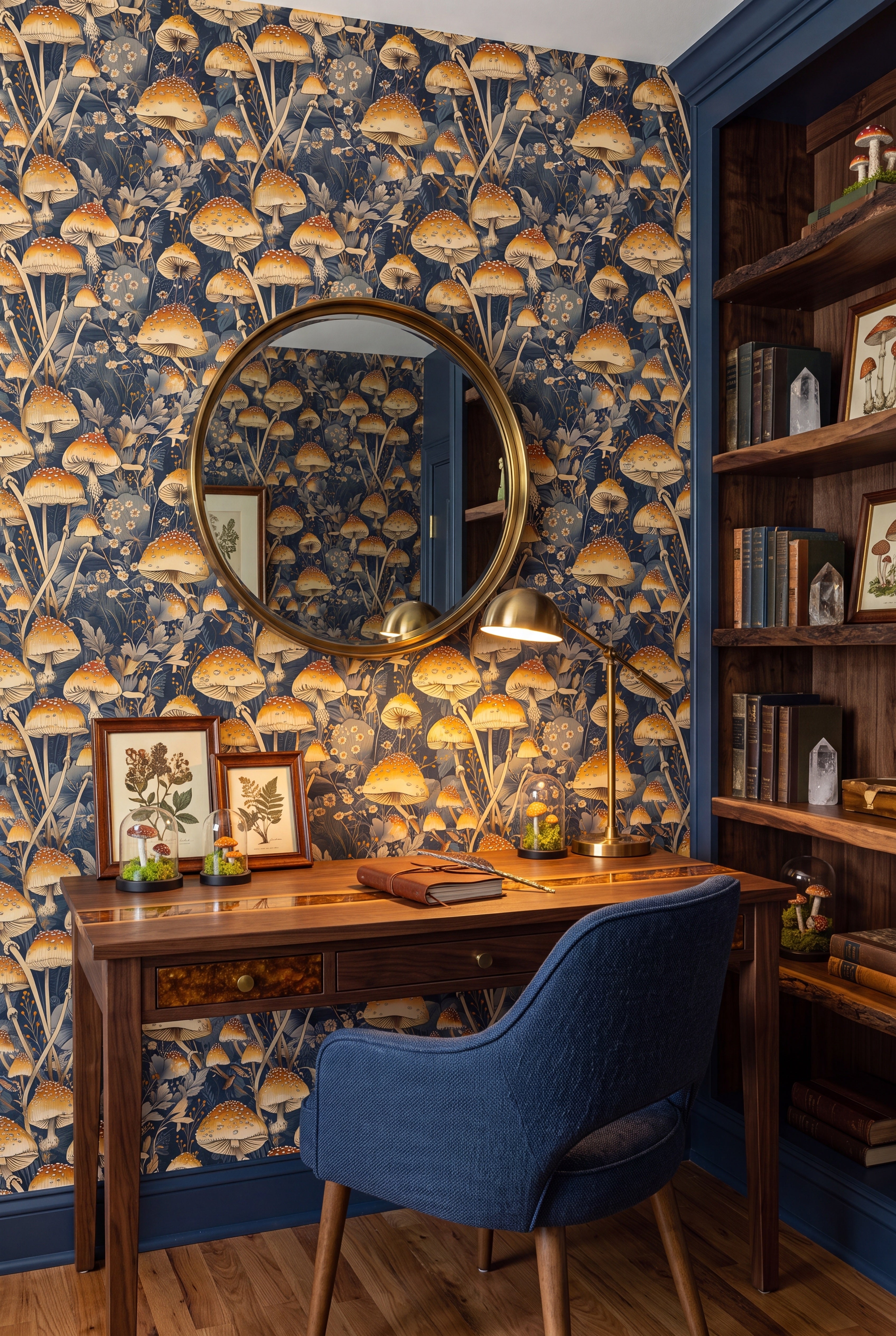 Golden Cap wallpaper shown in a home office