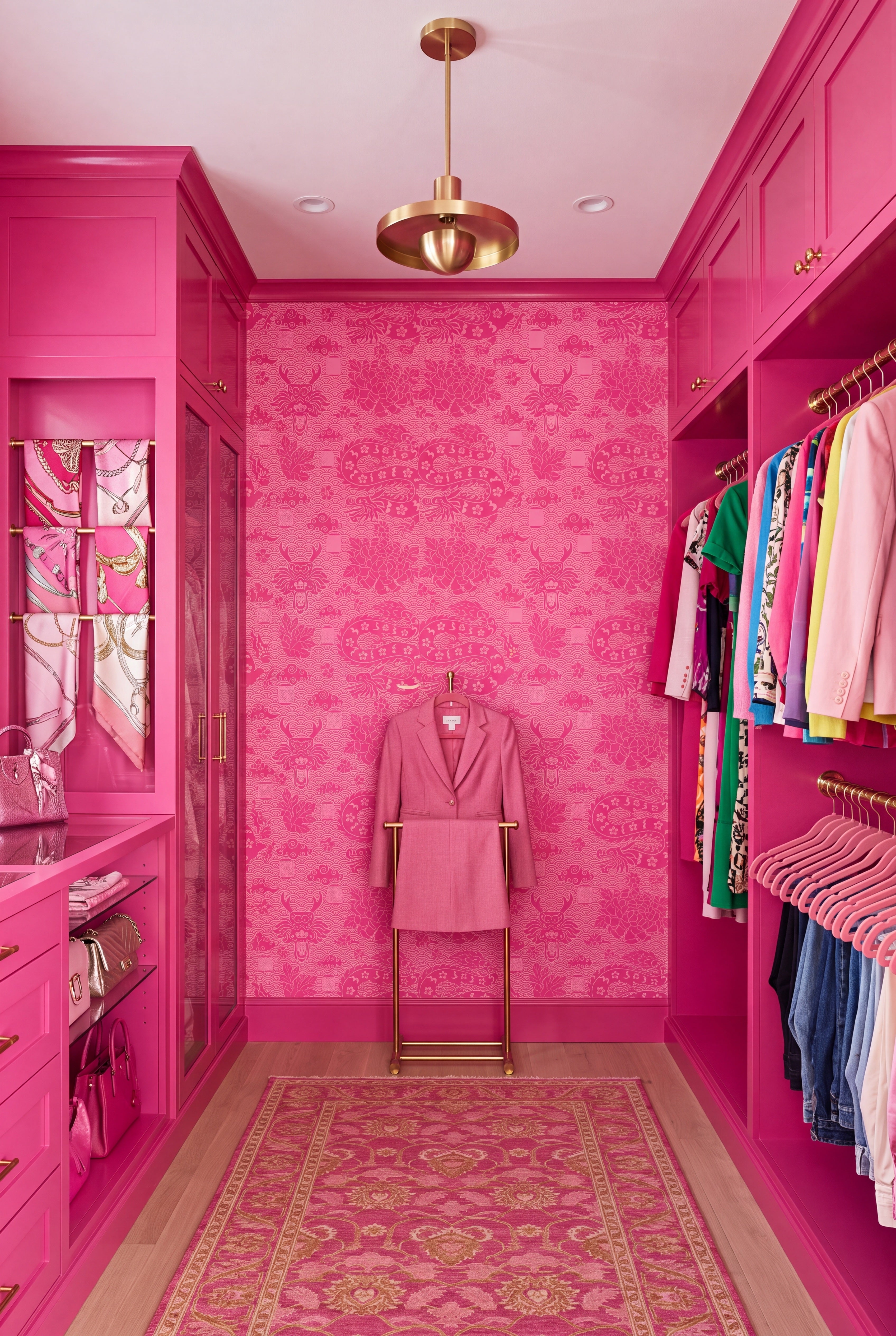 Neon Dragon wallpaper shown in a closet