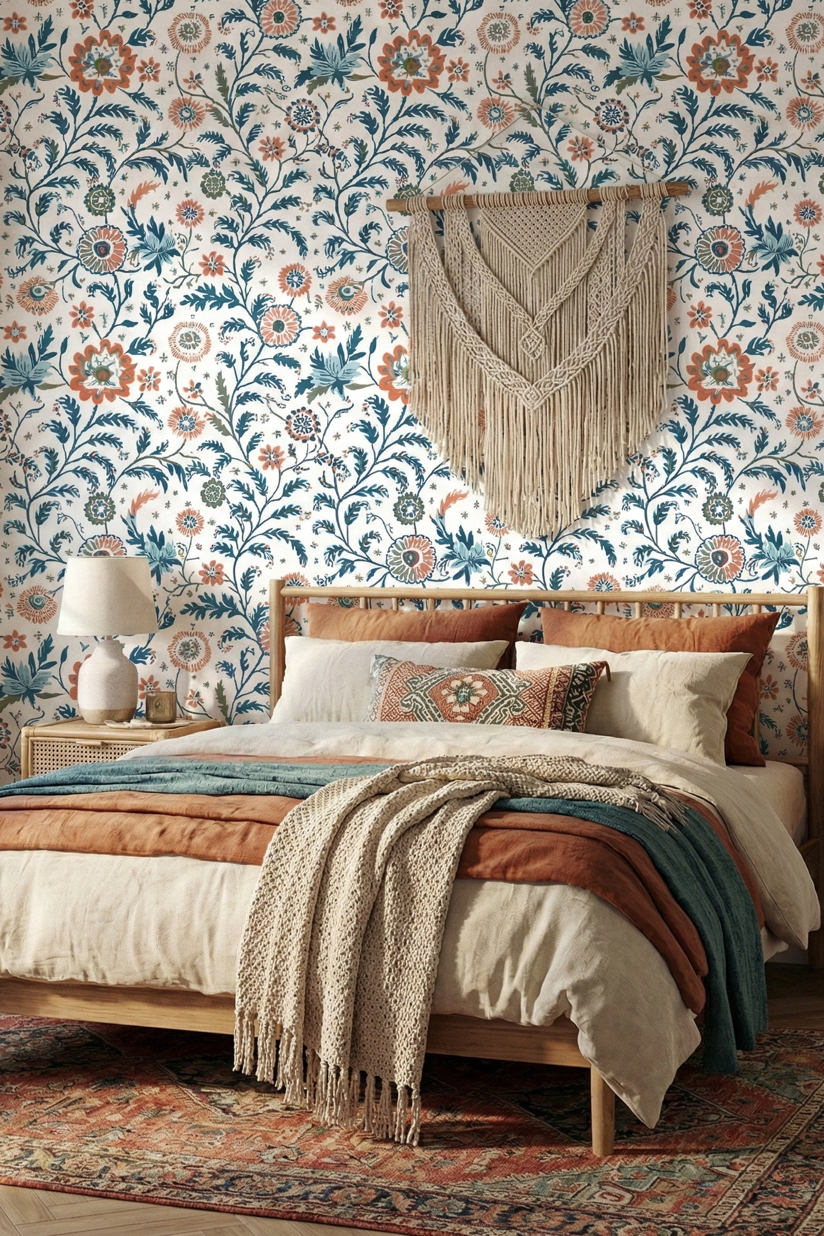 Folk Song wallpaper shown in a bedroom