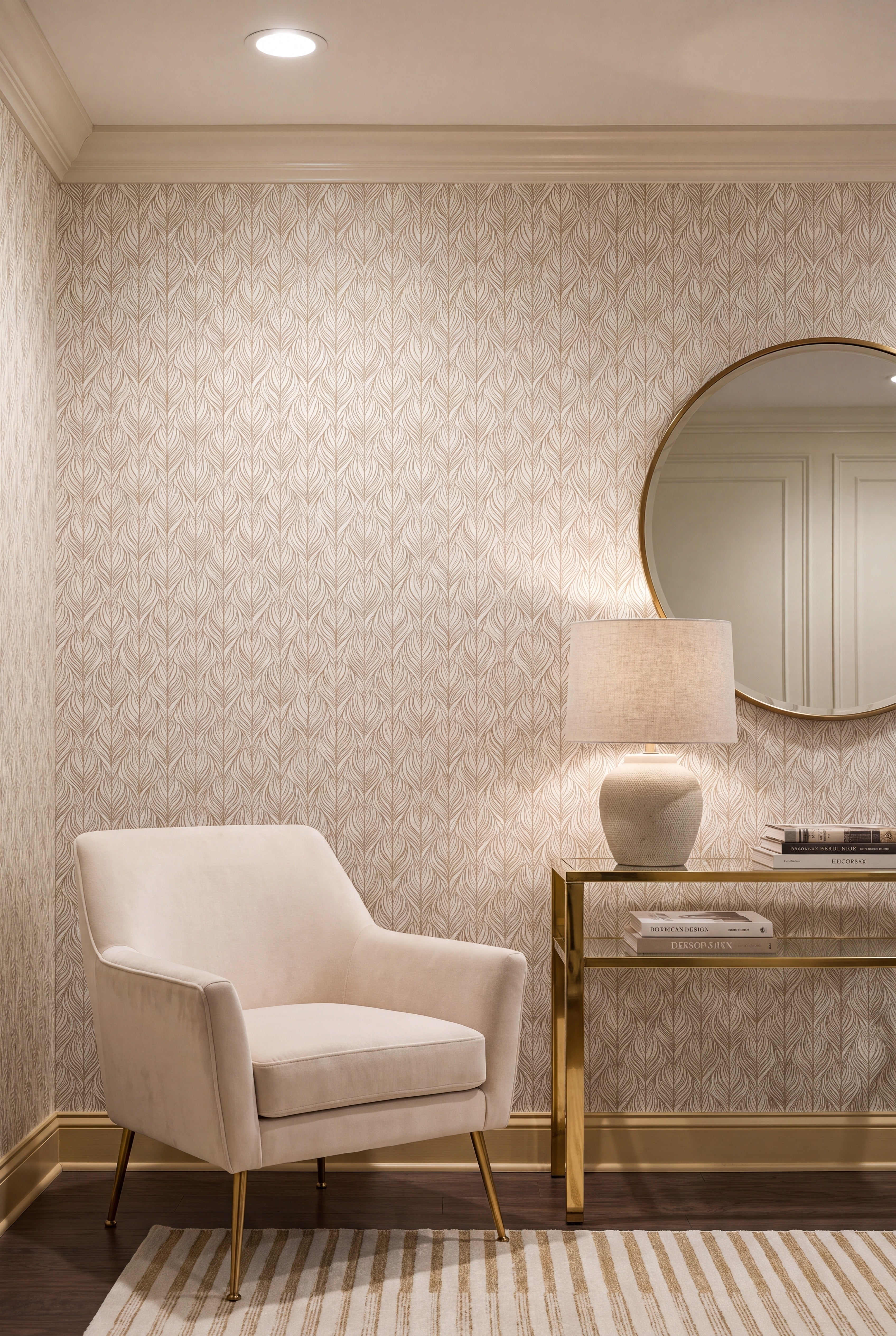 Gold Standard wallpaper shown in a living room