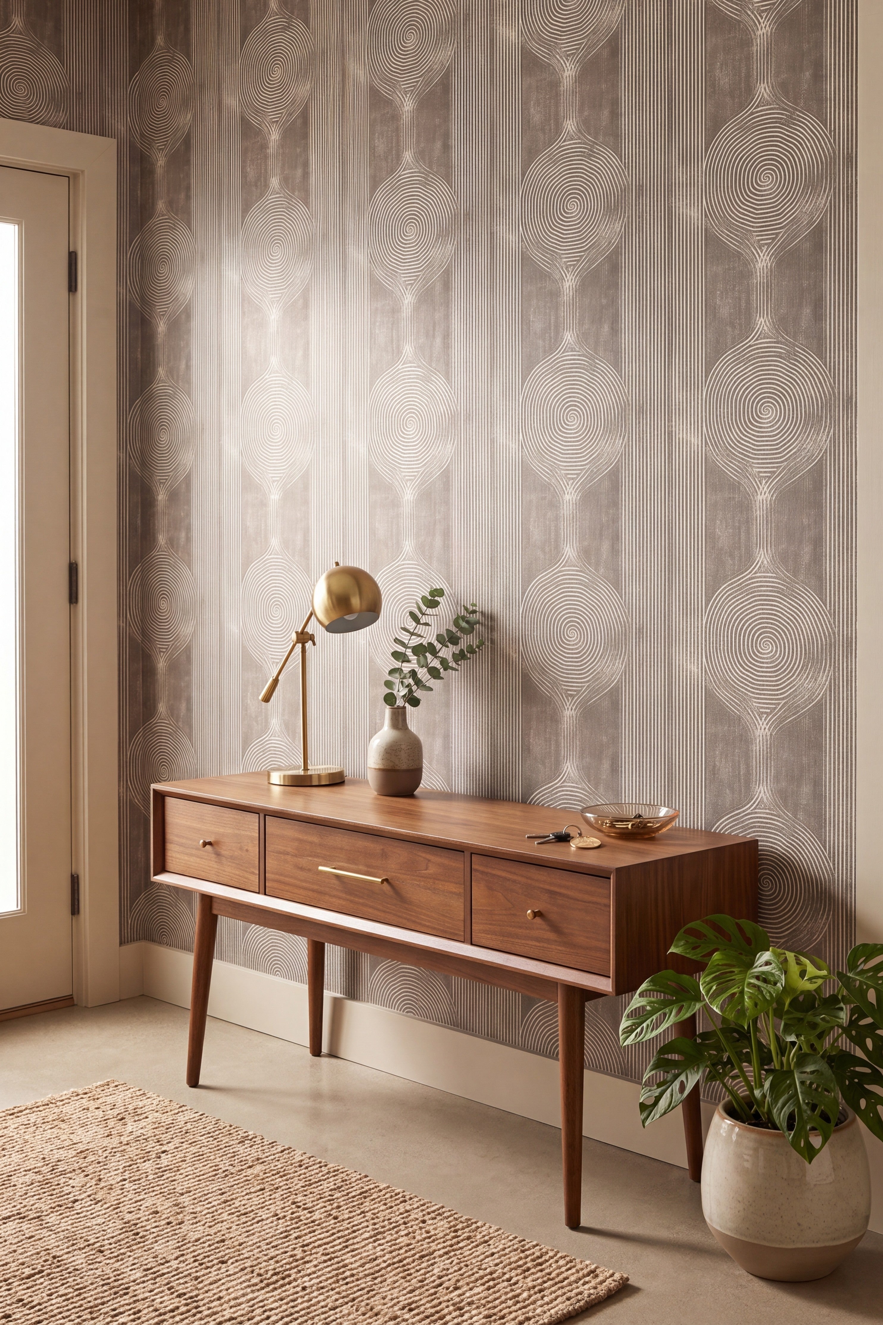 Sandstone wallpaper shown in an entryway