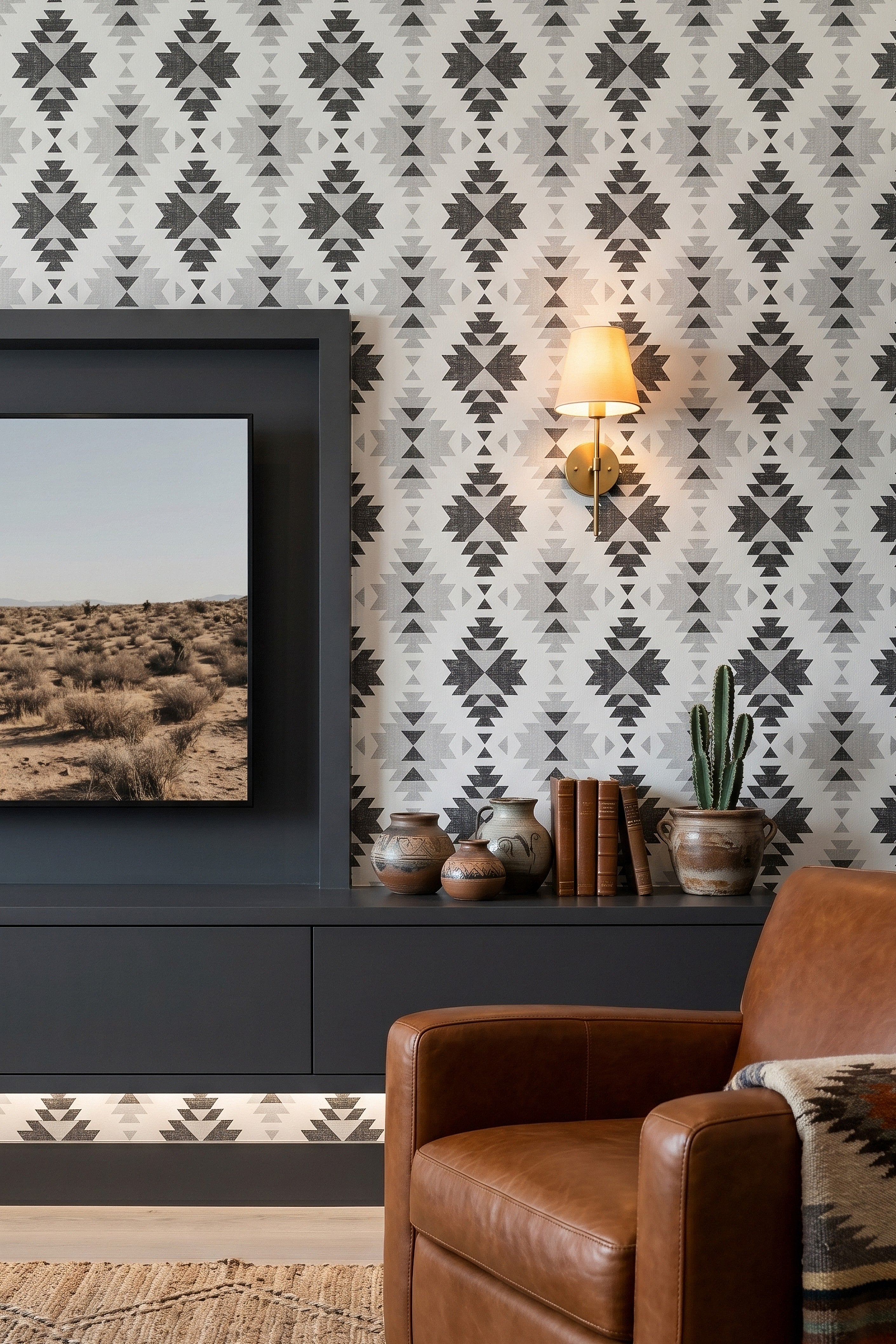 Mesa wallpaper shown in a media room