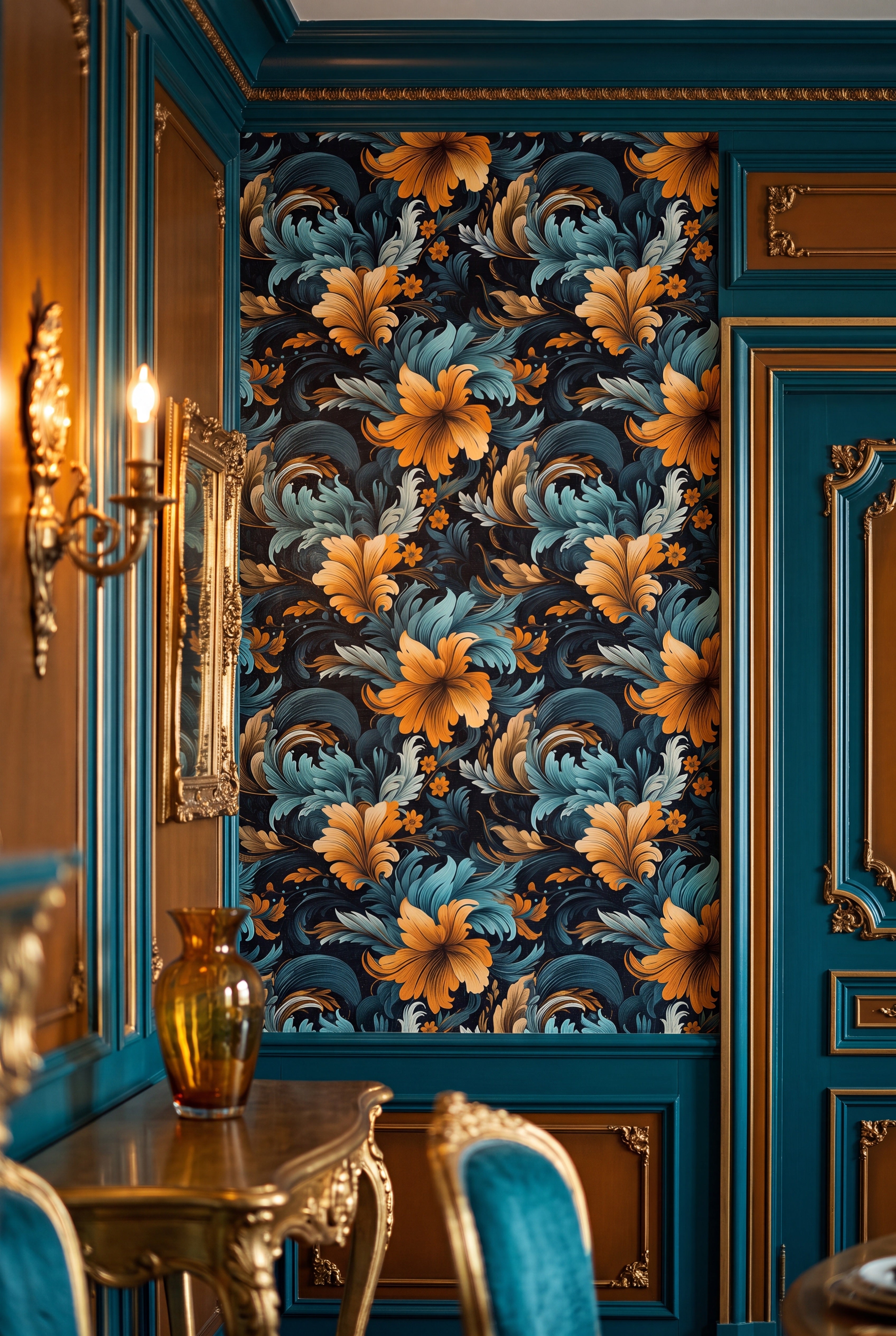 Palazzo wallpaper shown in a living room