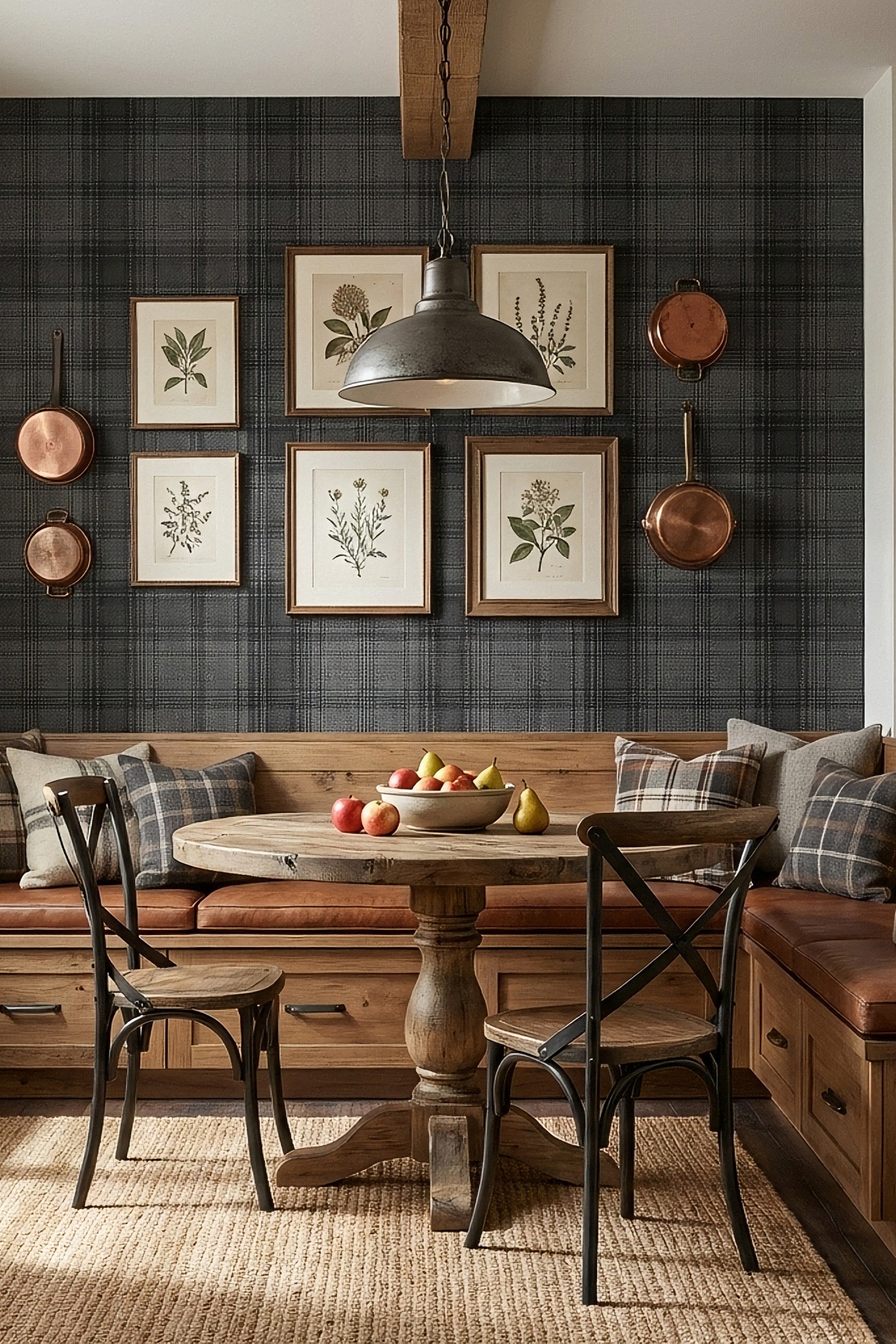 Charcoal Flannel wallpaper shown in a cozy nook