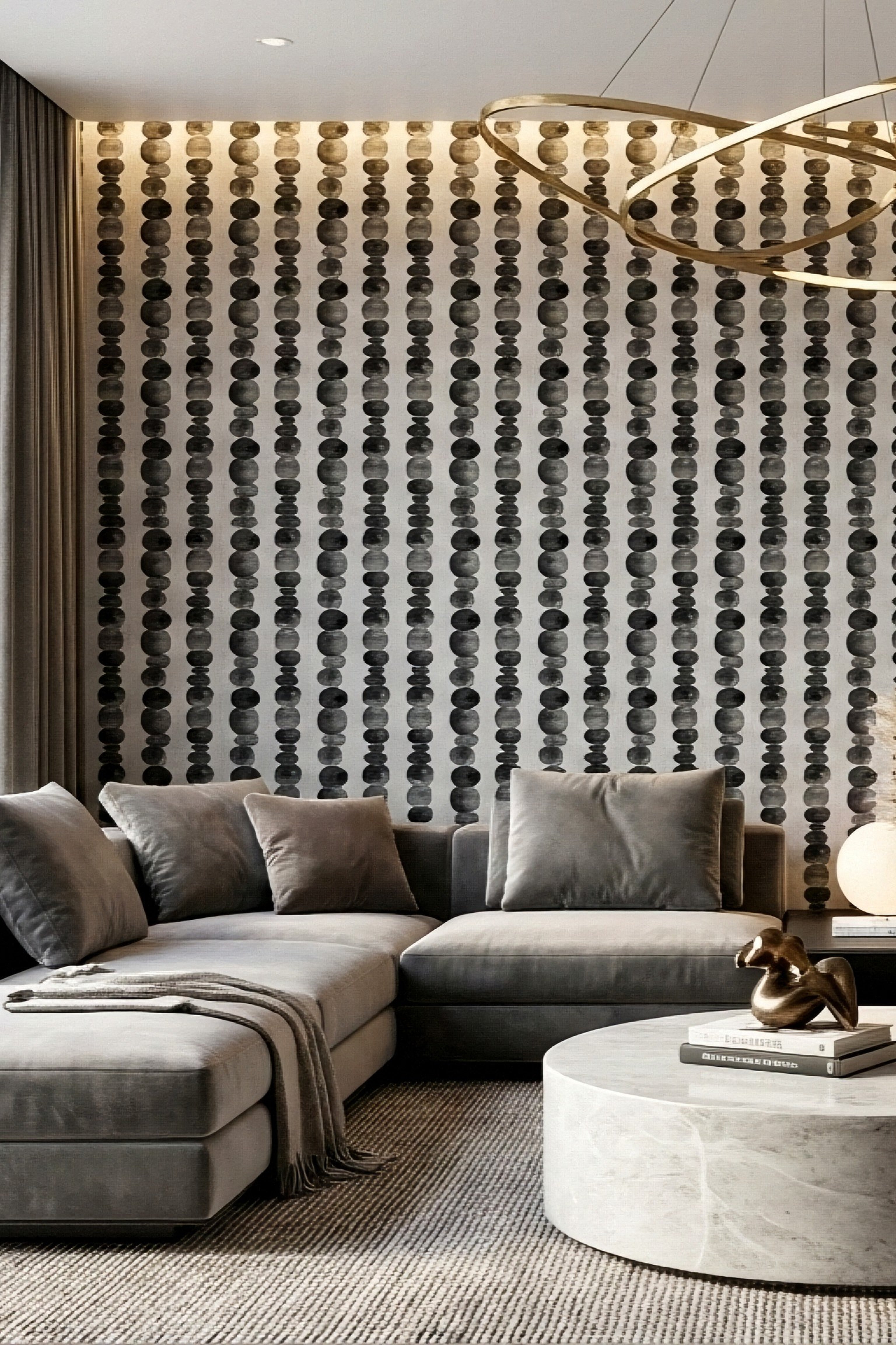 Ink Drops wallpaper shown in a living room