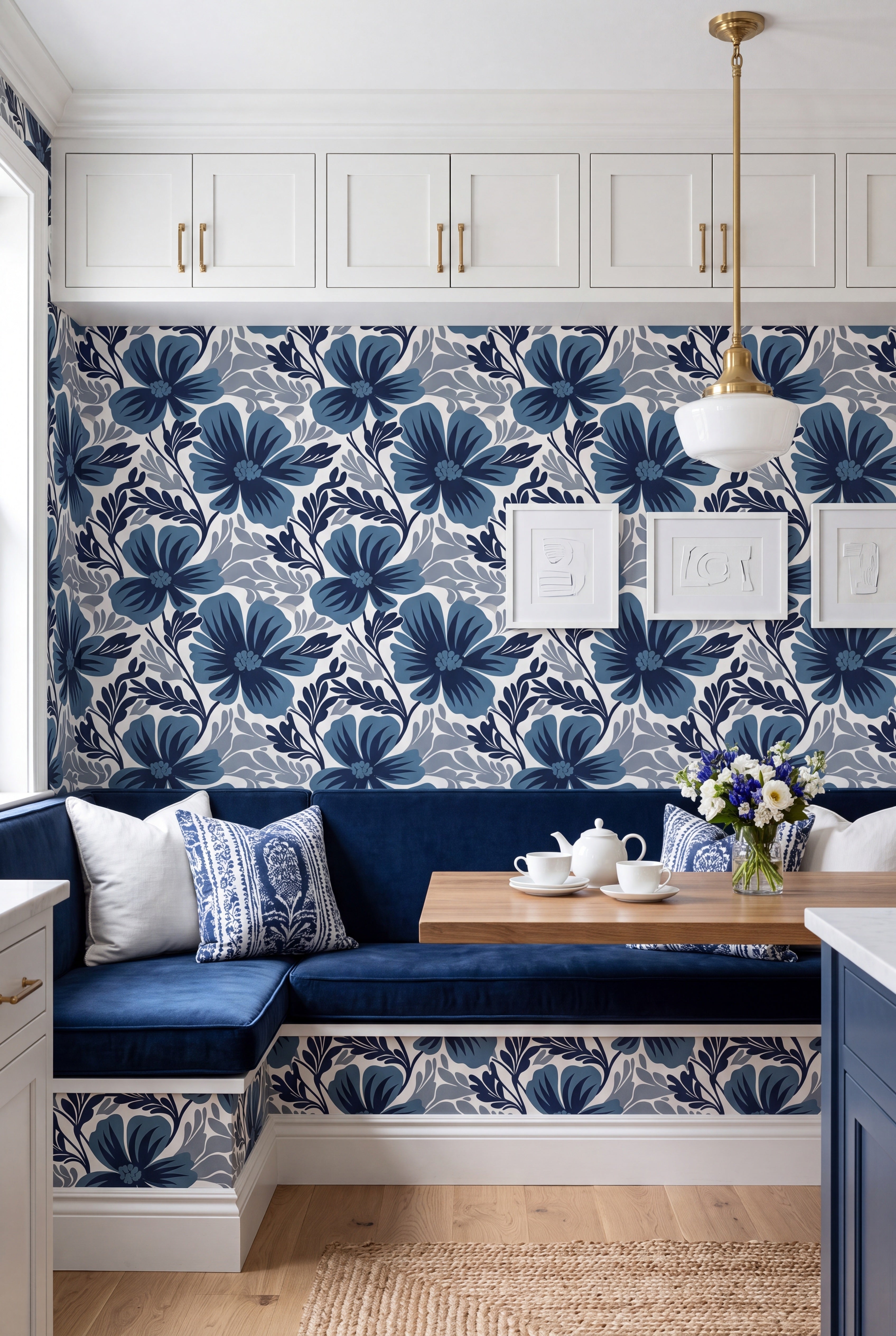 Midnight Tropics wallpaper shown in a cozy nook