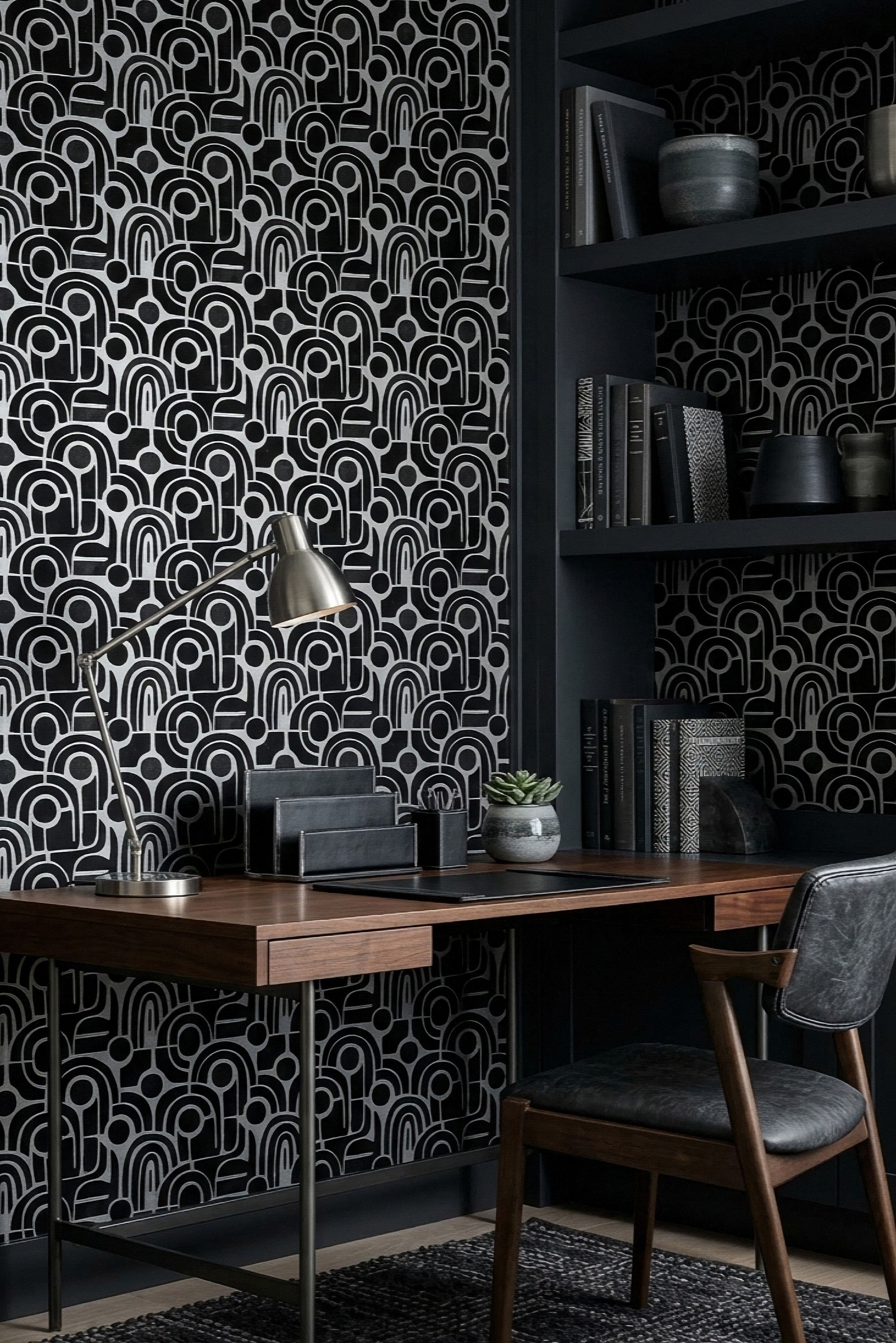 Bold Century wallpaper shown in a home office