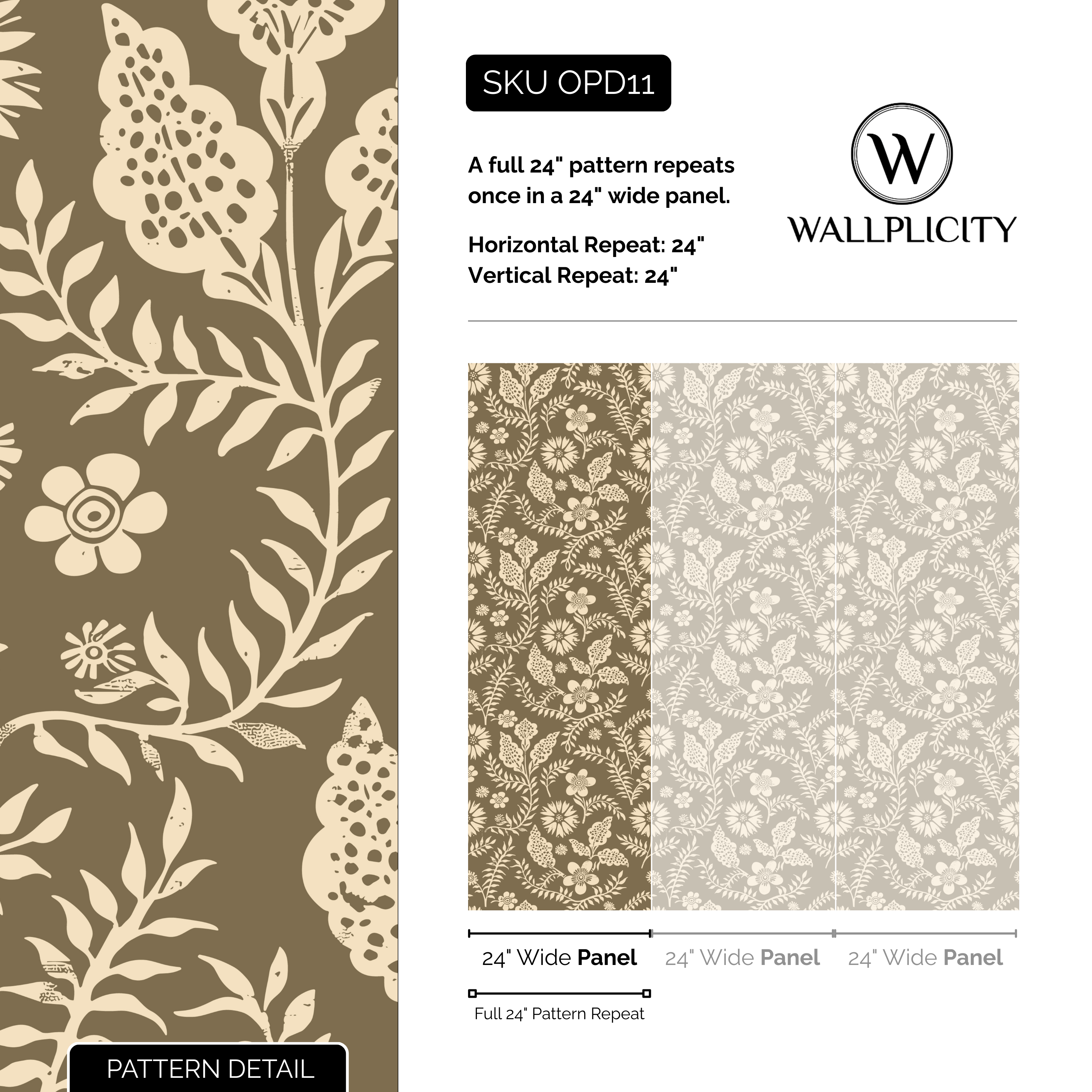 Nordic Bloom wallpaper pattern detail and repeat size
