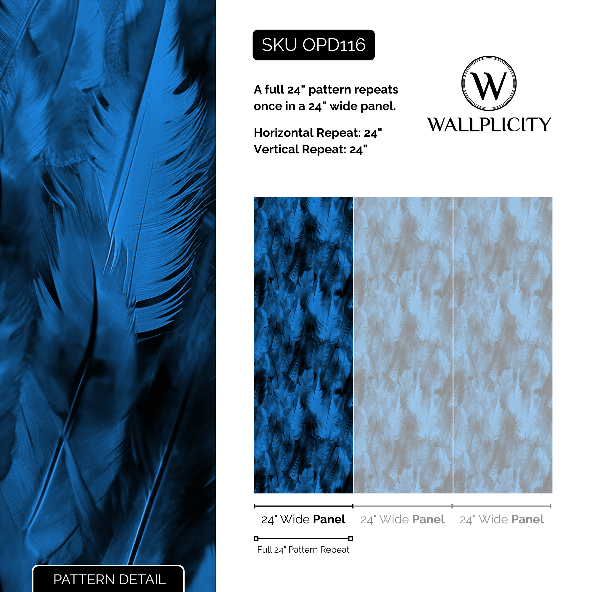 Bohemian Plume wallpaper pattern detail and repeat size