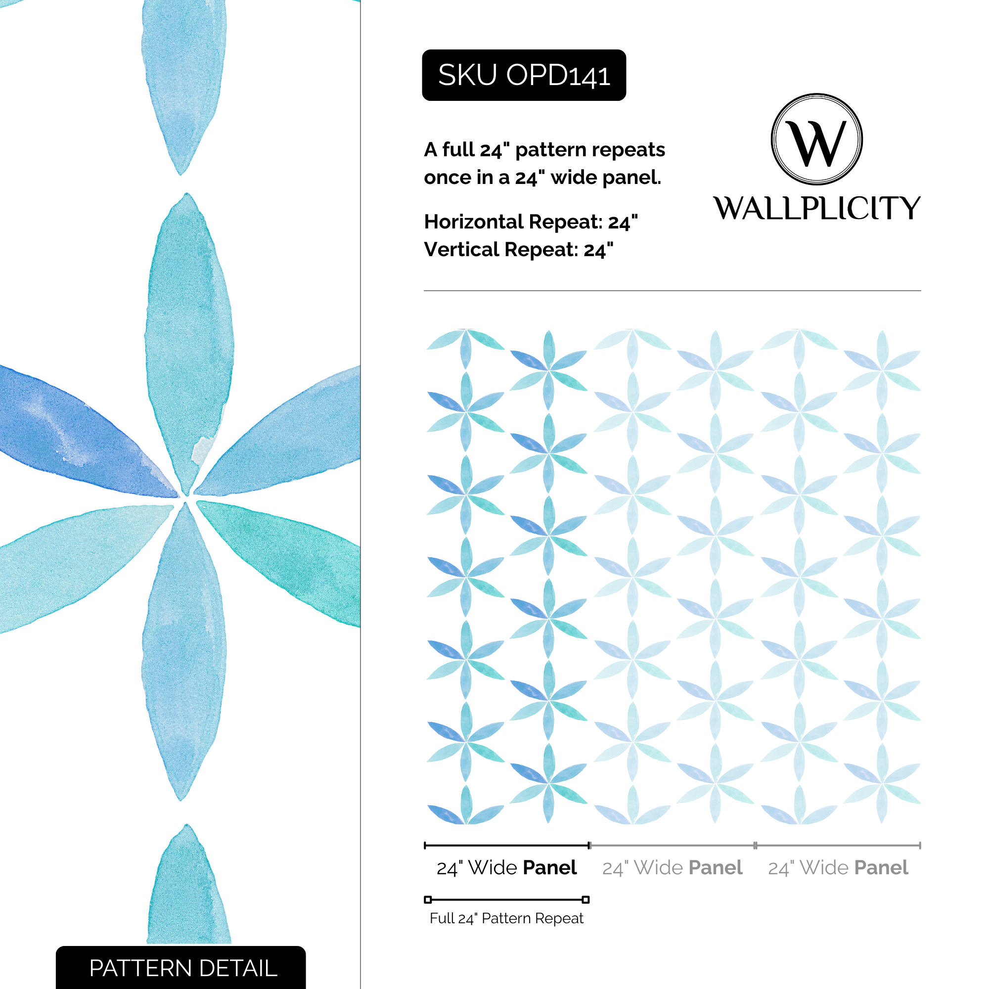 Sea Star wallpaper pattern detail and repeat size