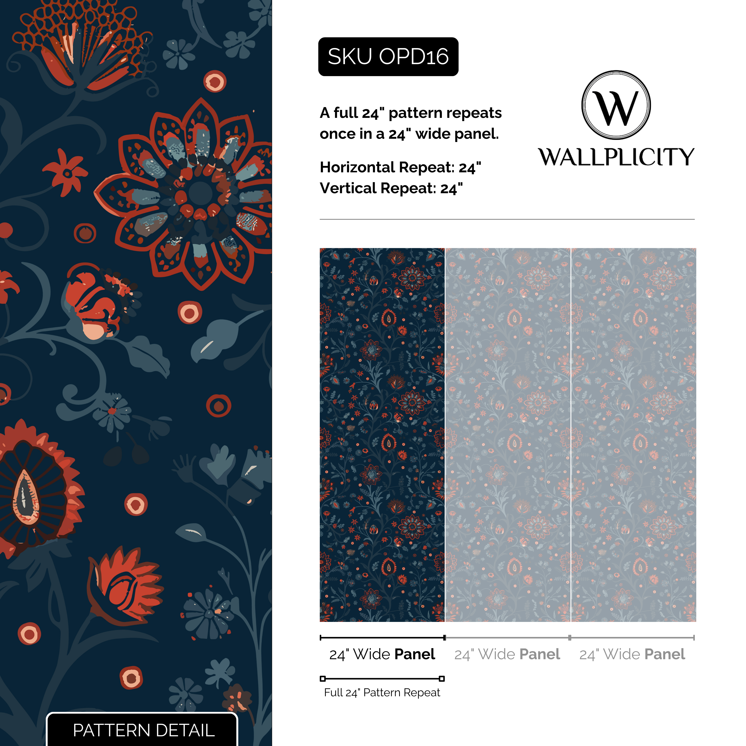 Nordic Nightfall wallpaper pattern detail and repeat size