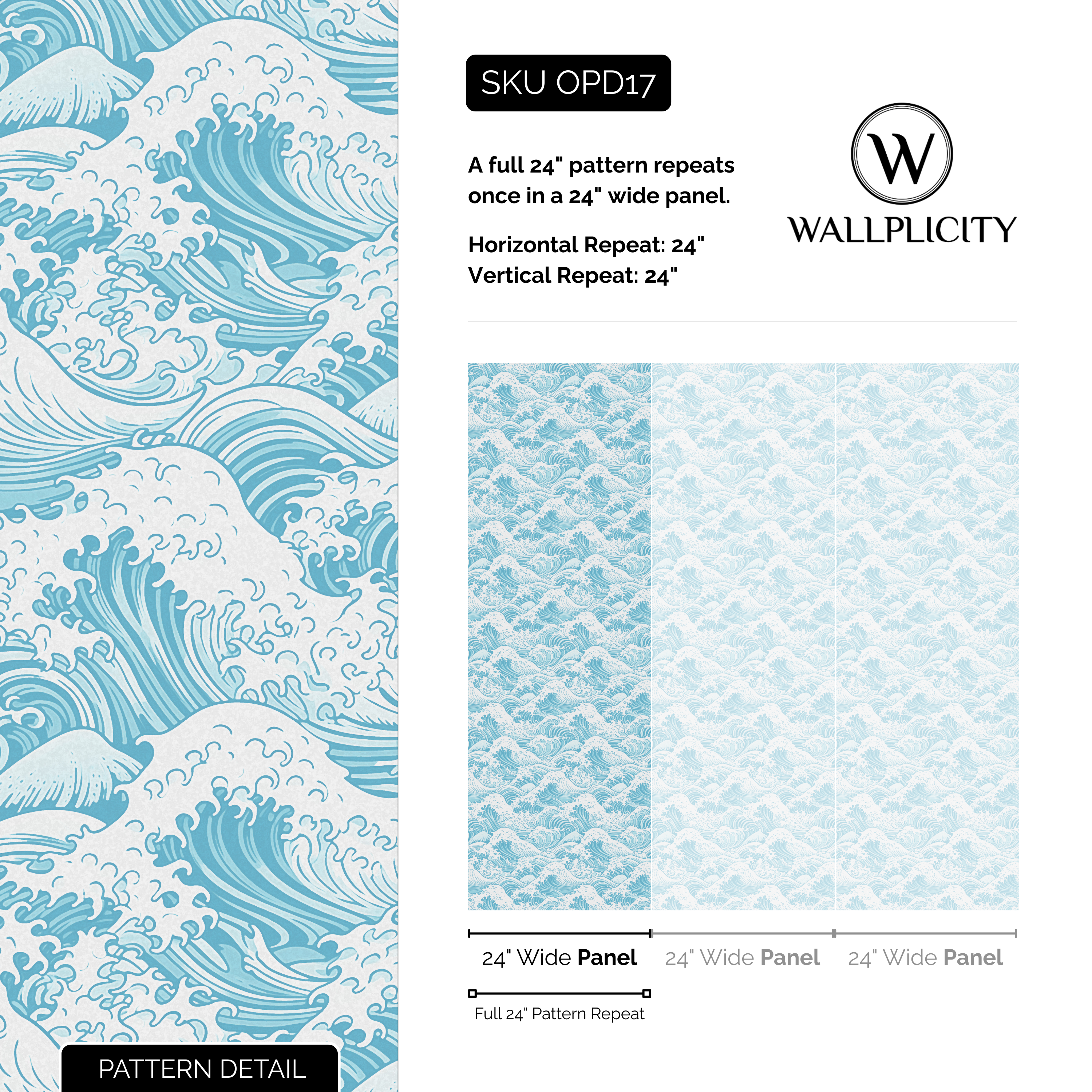 Swell wallpaper pattern detail and repeat size