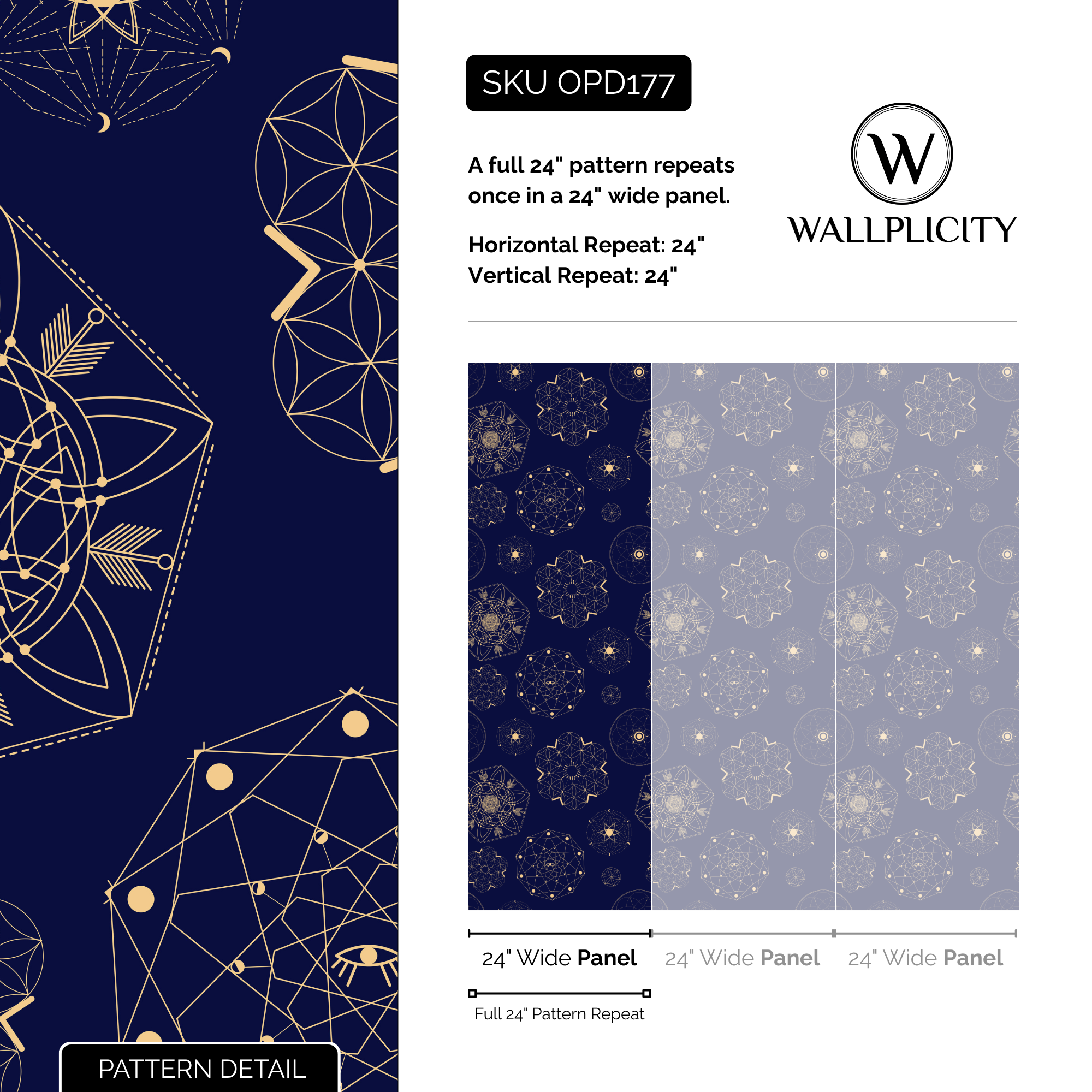 Star Chart wallpaper pattern detail and repeat size