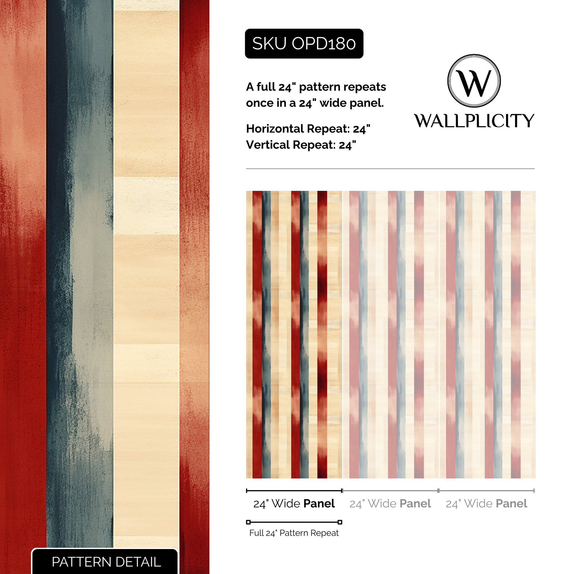 Canyon Stripe wallpaper pattern detail and repeat size