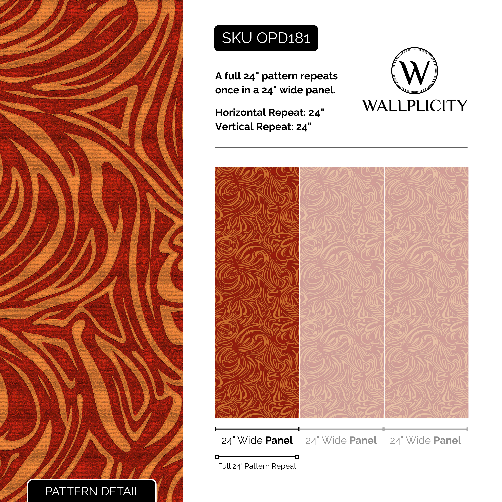 Golden Hour wallpaper pattern detail and repeat size