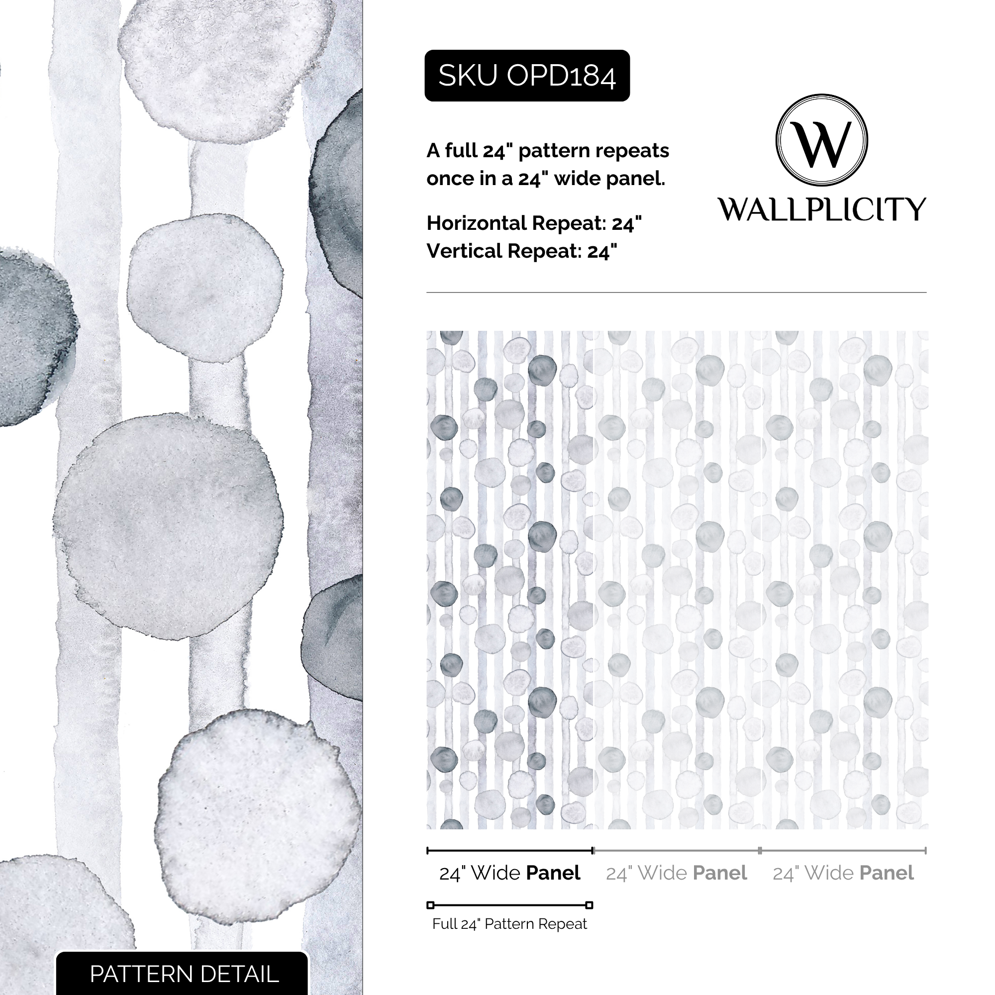 Pebble Dot wallpaper pattern detail and repeat size