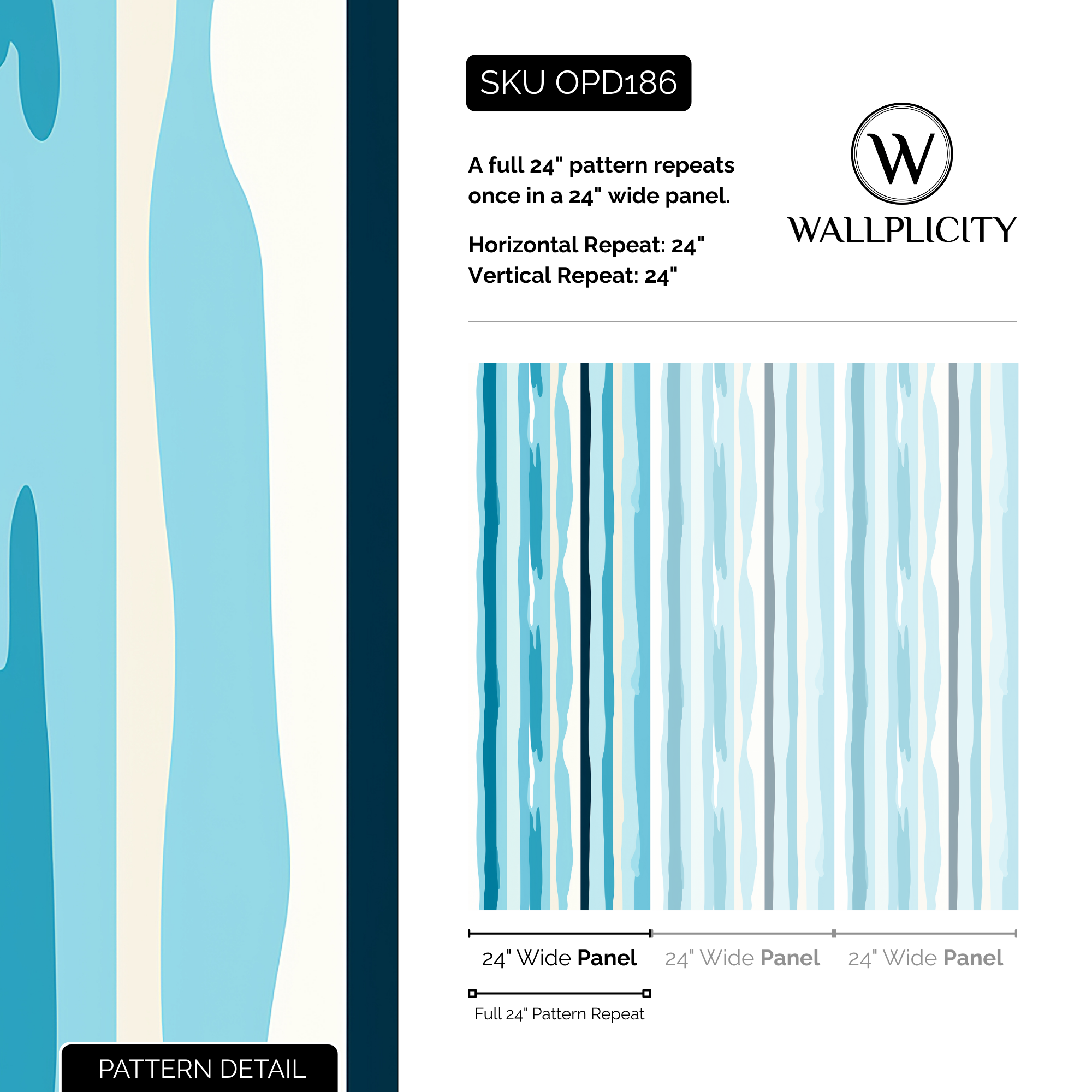 Cape Stripe wallpaper pattern detail and repeat size