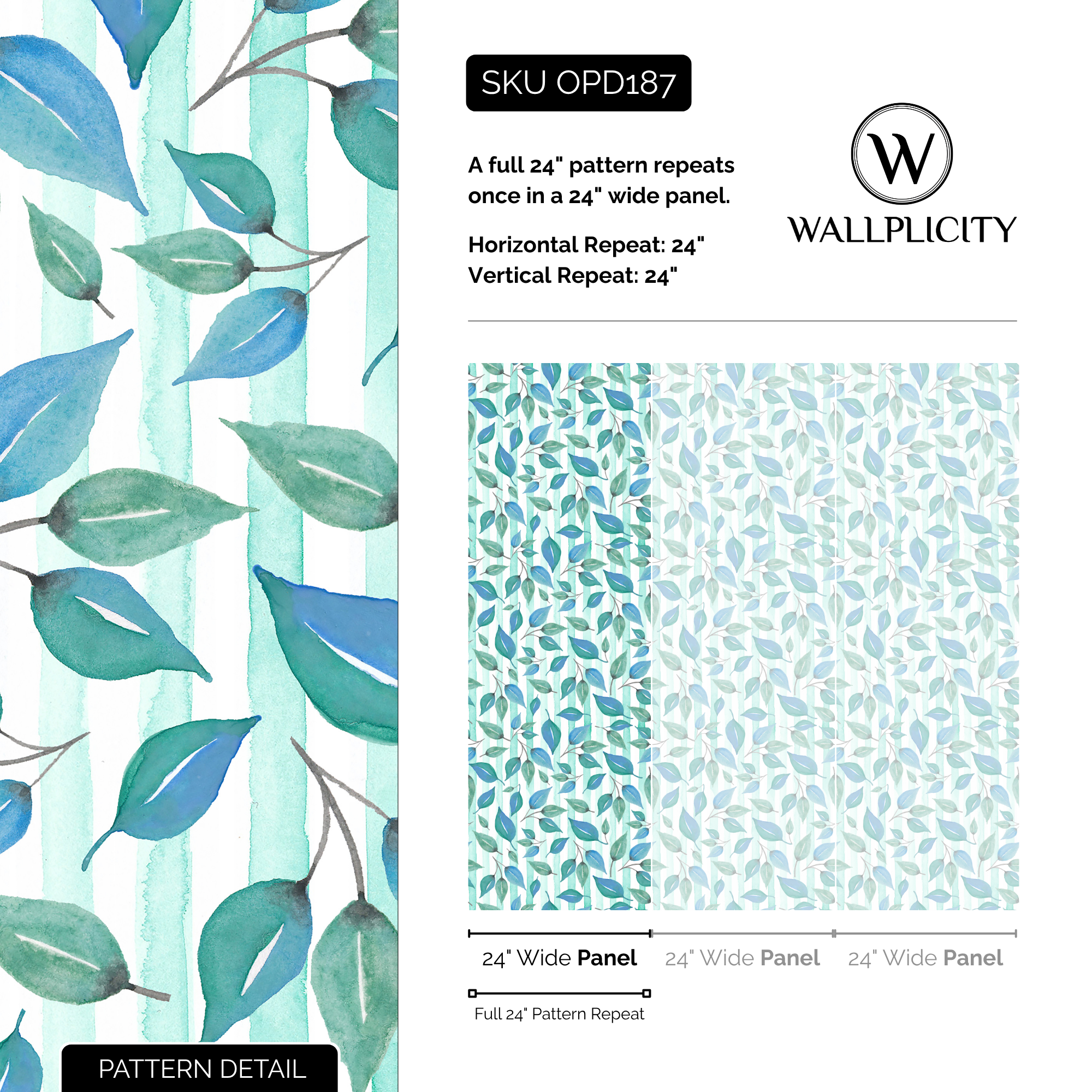 Folk Ribbon wallpaper pattern detail and repeat size