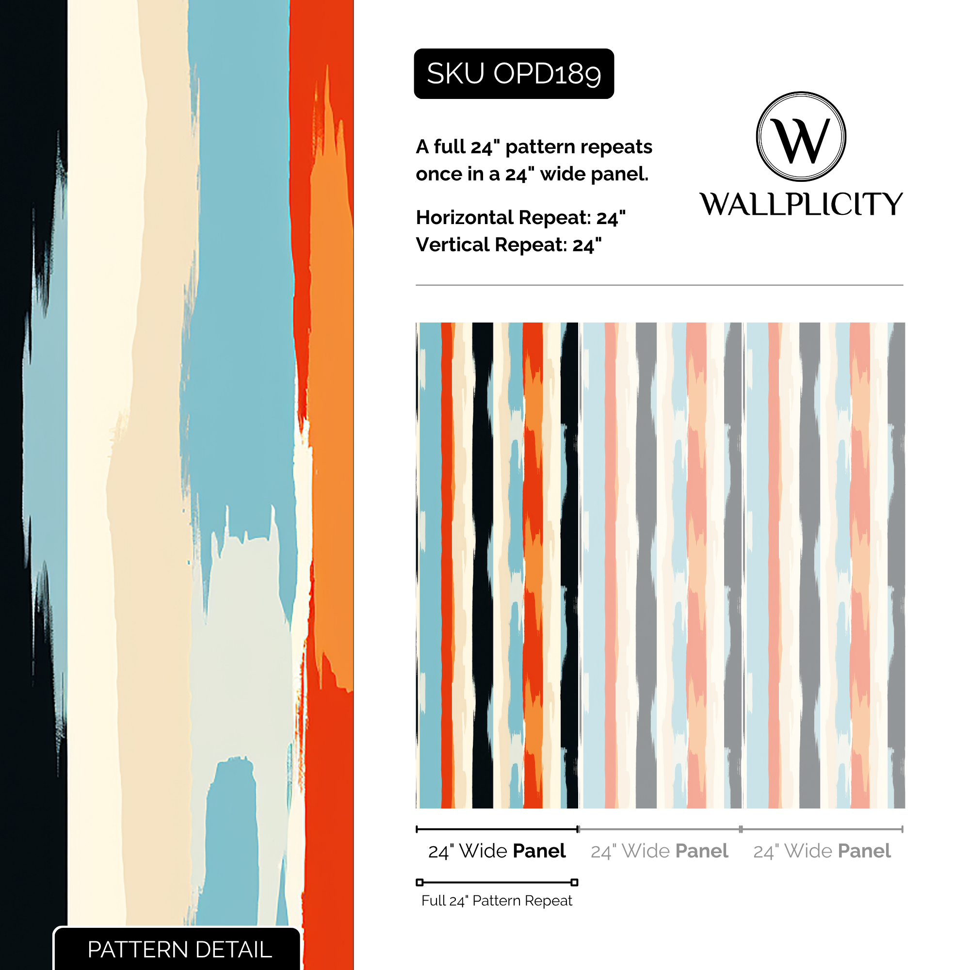 Painter's Stripe wallpaper pattern detail and repeat size