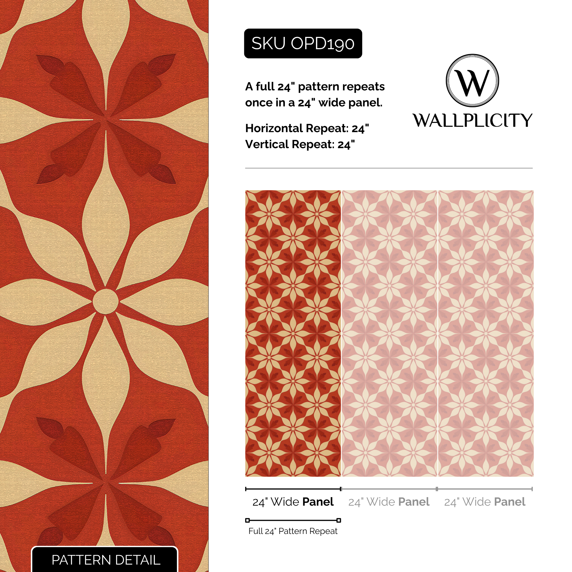Amalfi Bloom wallpaper pattern detail and repeat size