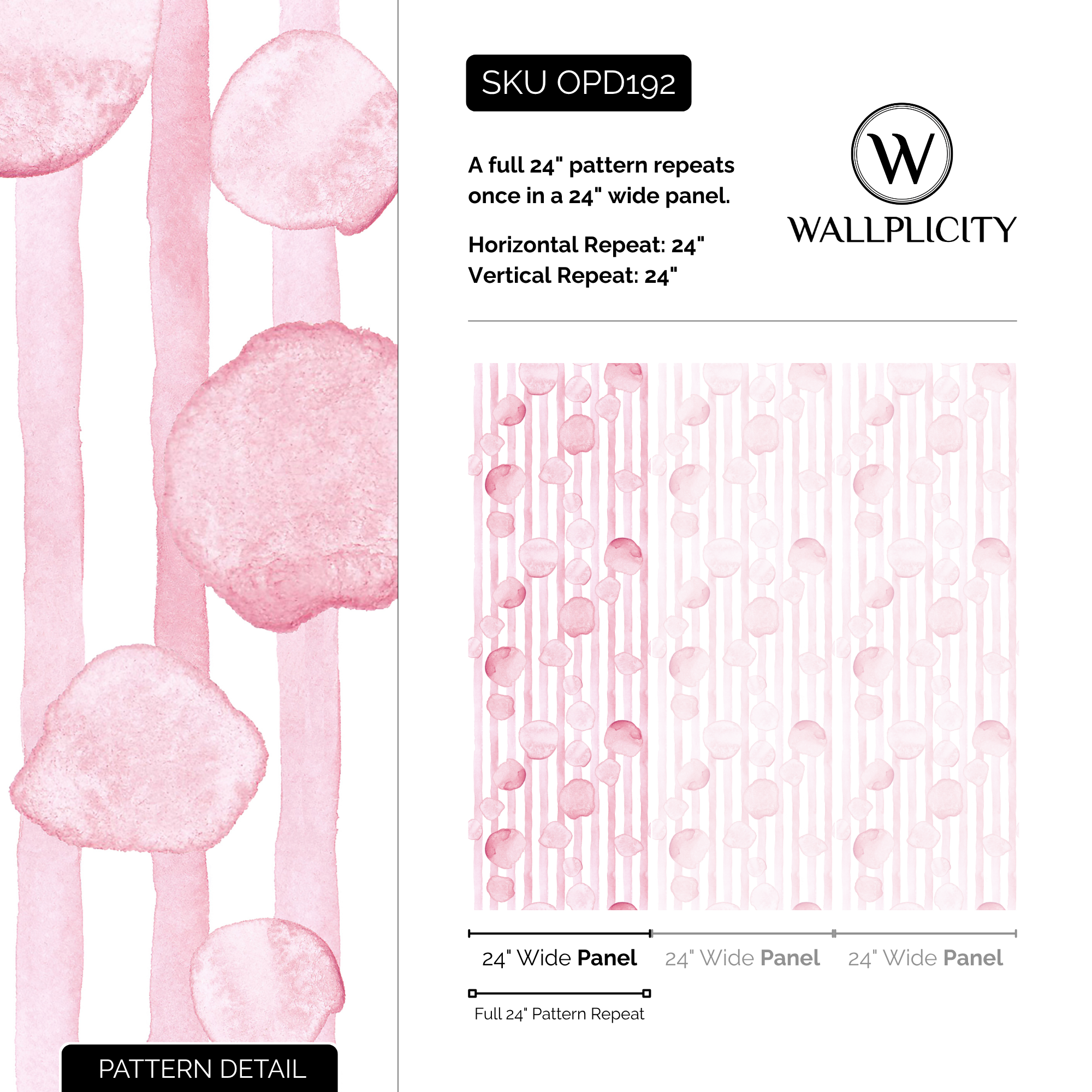 Dotty Stripe wallpaper pattern detail and repeat size