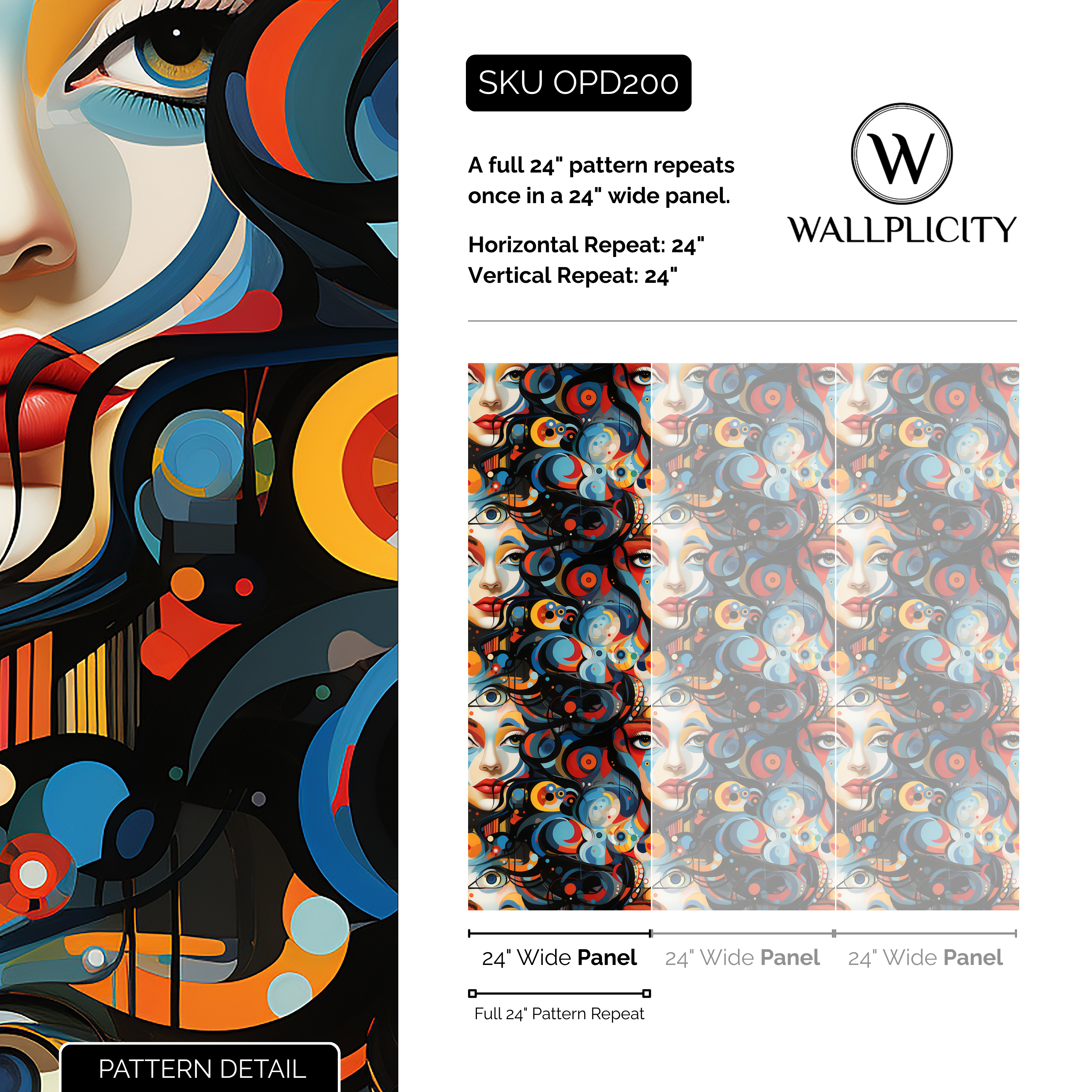 New Wave wallpaper pattern detail and repeat size