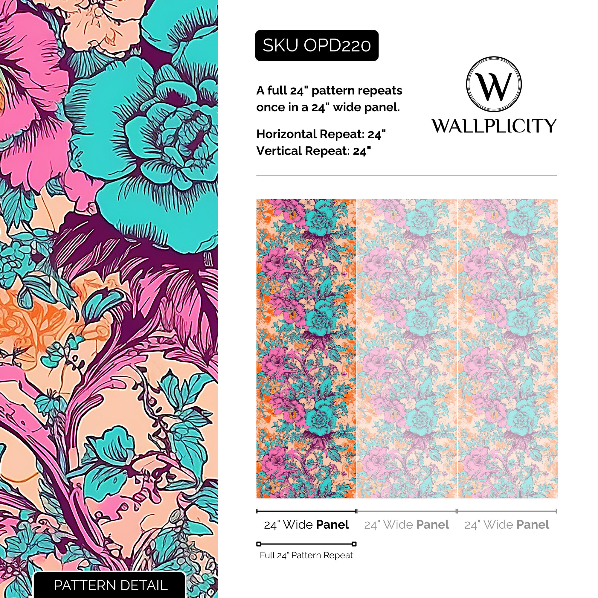Toile Remix wallpaper pattern detail and repeat size