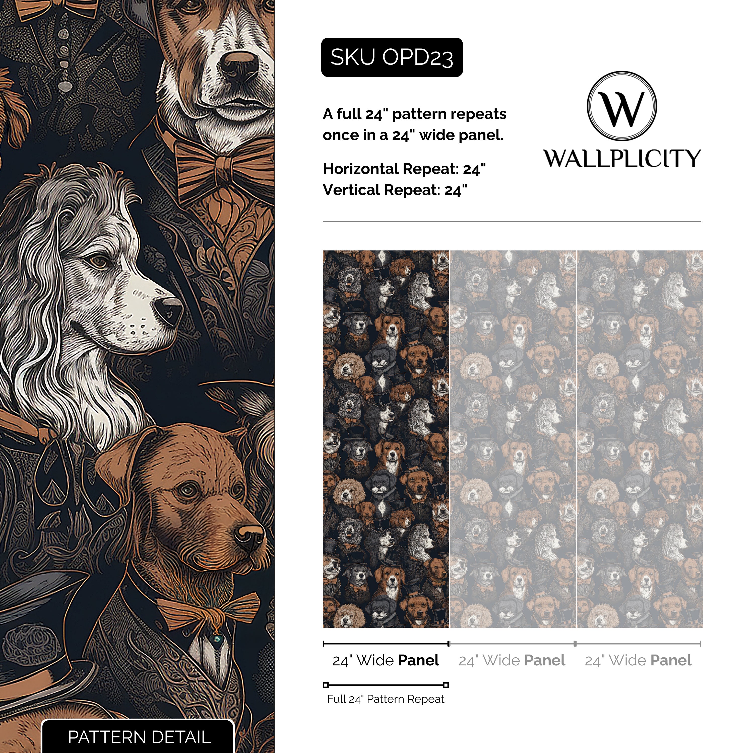 Best in Show wallpaper pattern detail and repeat size