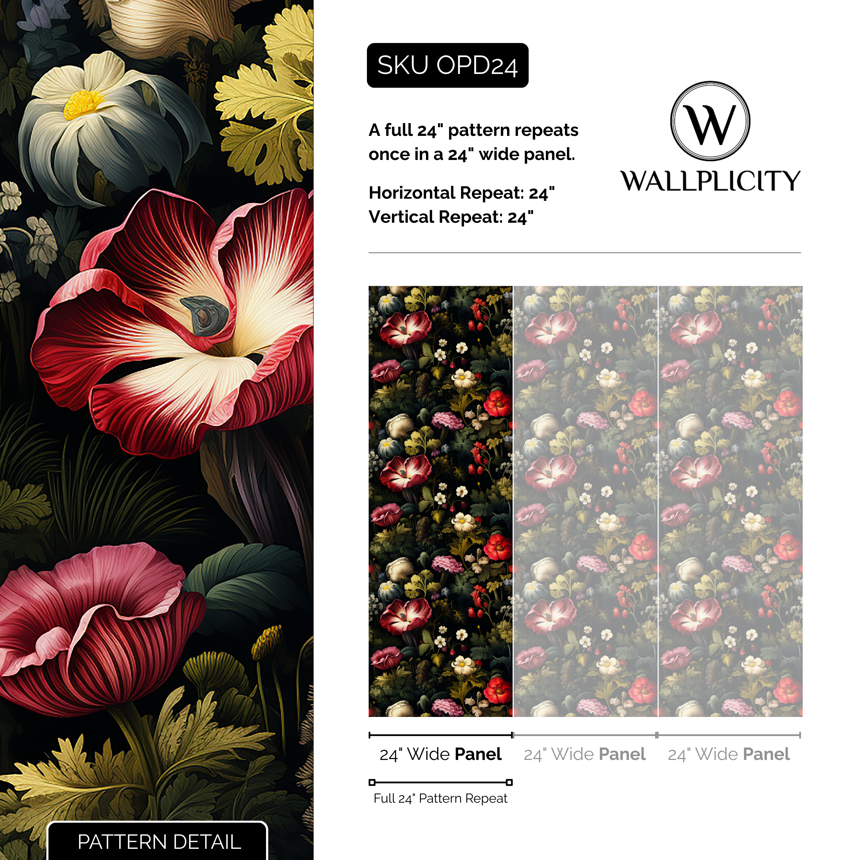 Amsterdam Dusk wallpaper pattern detail and repeat size