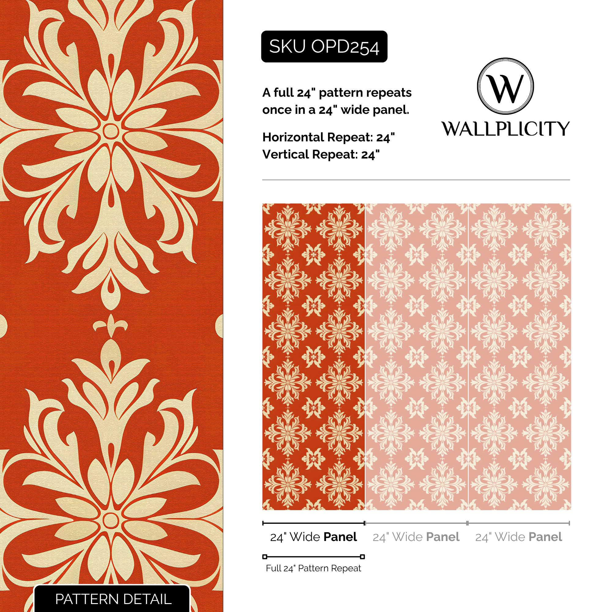 Marrakesh wallpaper pattern detail and repeat size