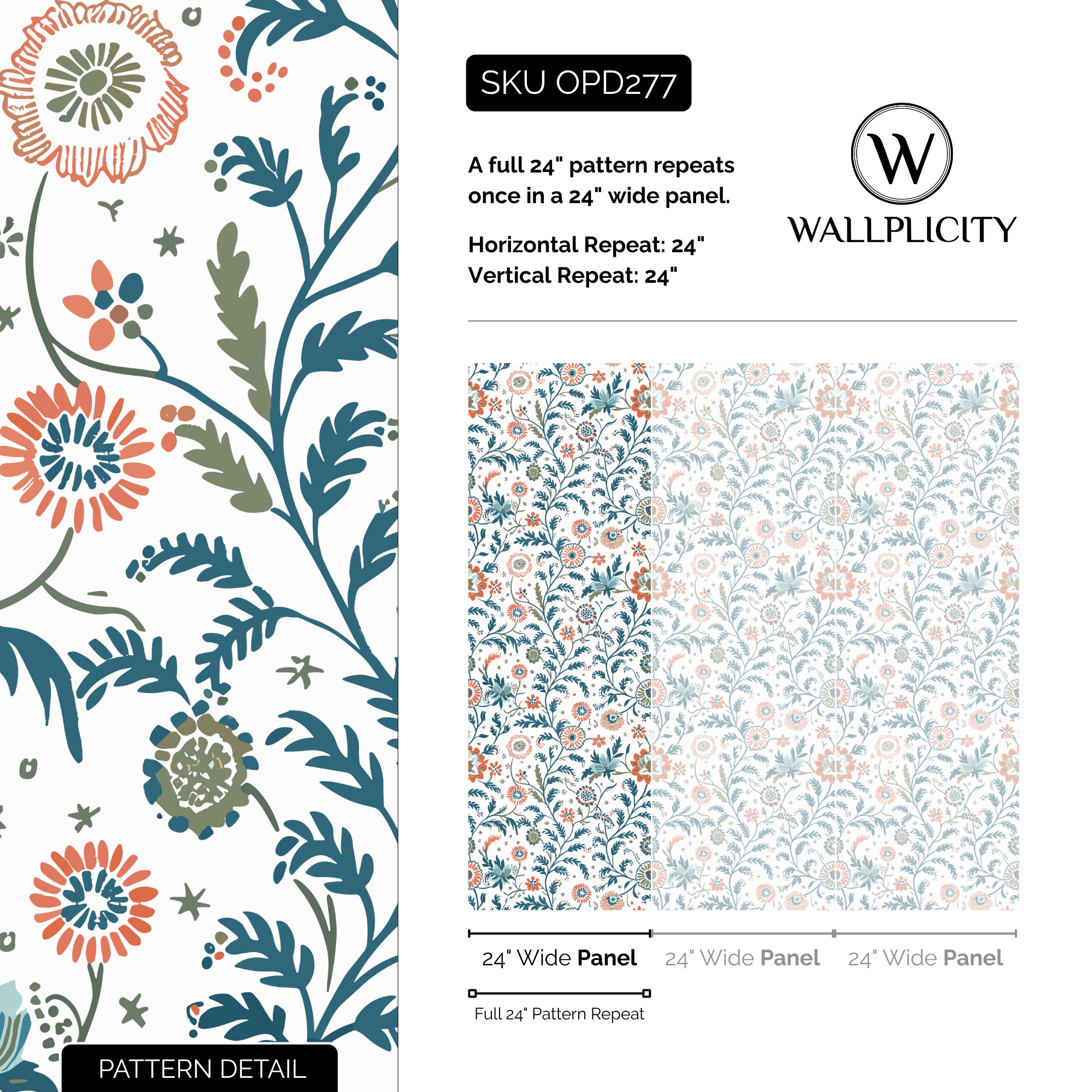 Folk Song wallpaper pattern detail and repeat size
