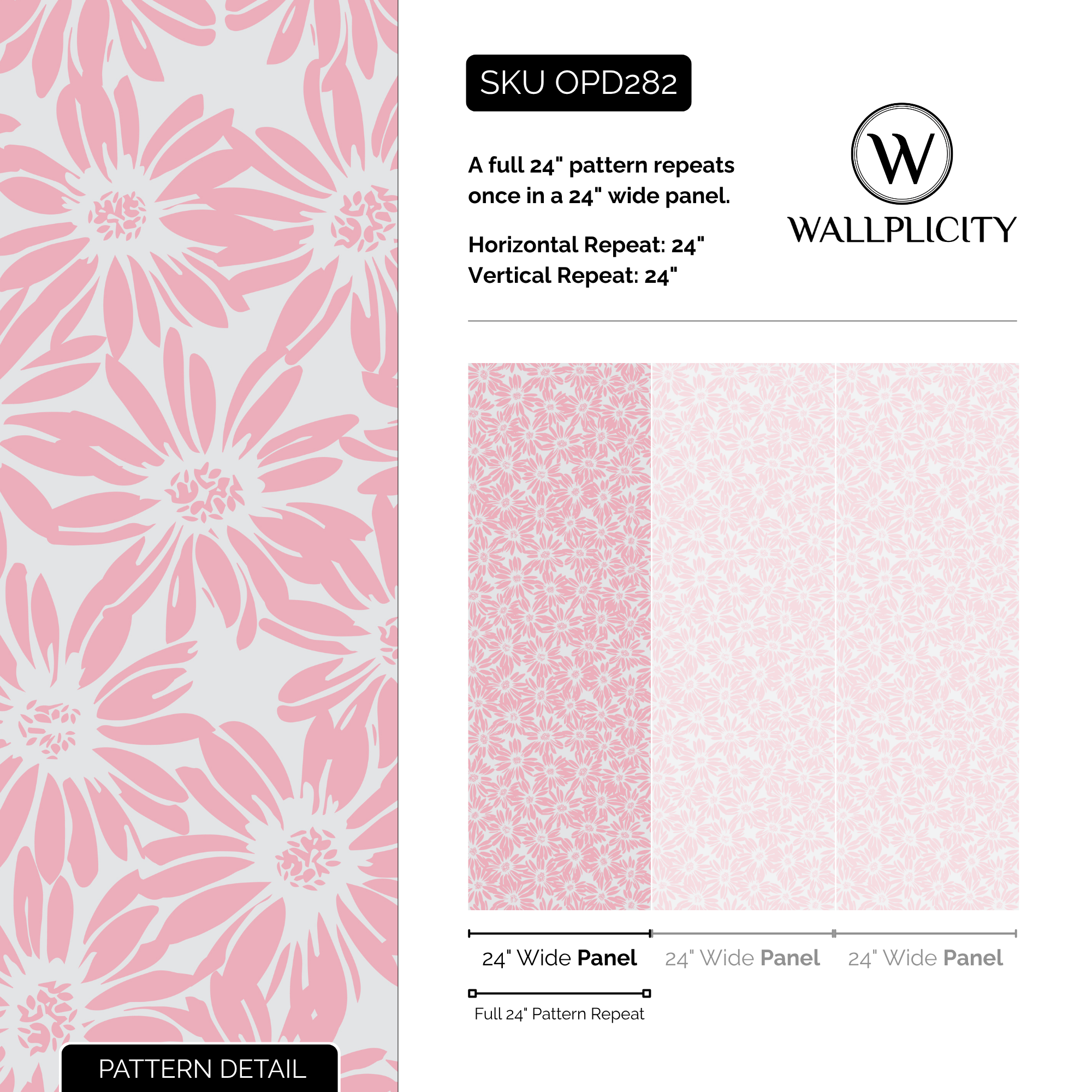 Baby Daisy wallpaper pattern detail and repeat size