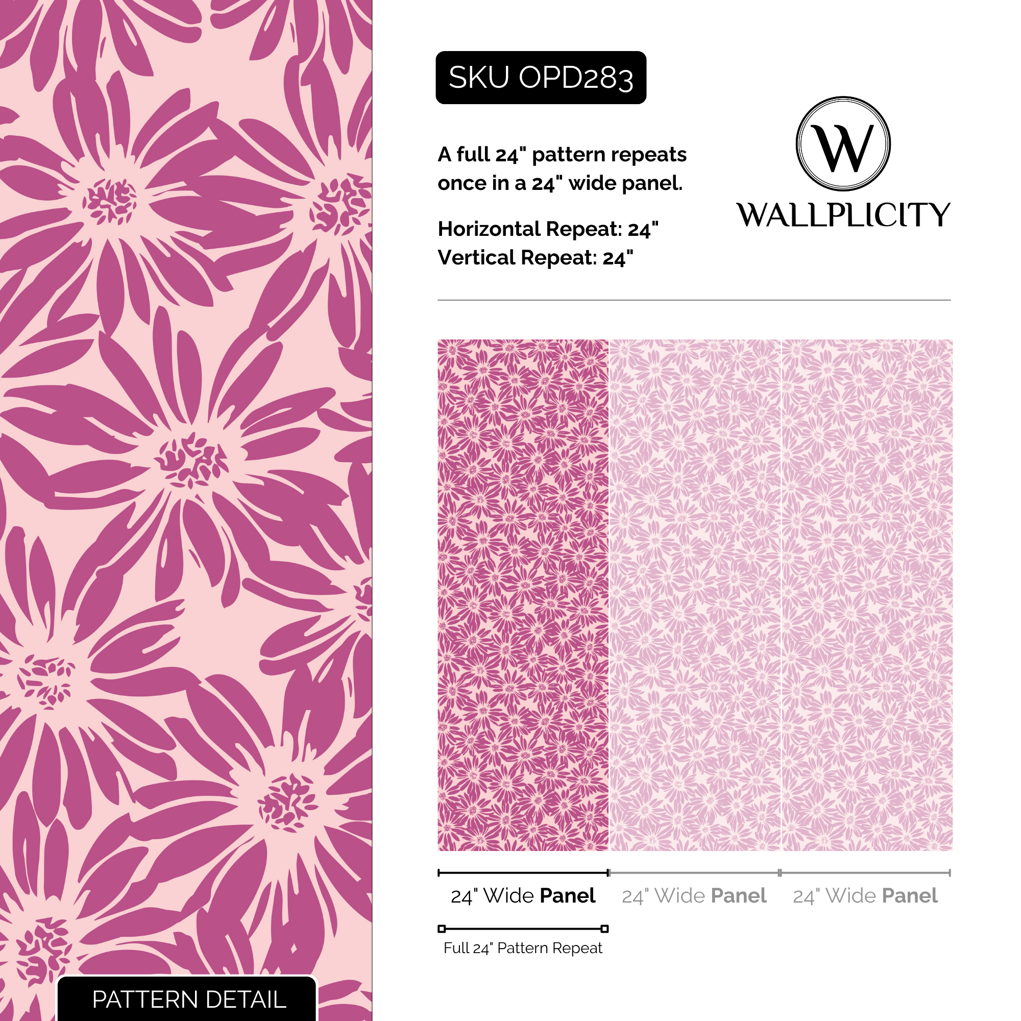 Disco Daisy wallpaper pattern detail and repeat size