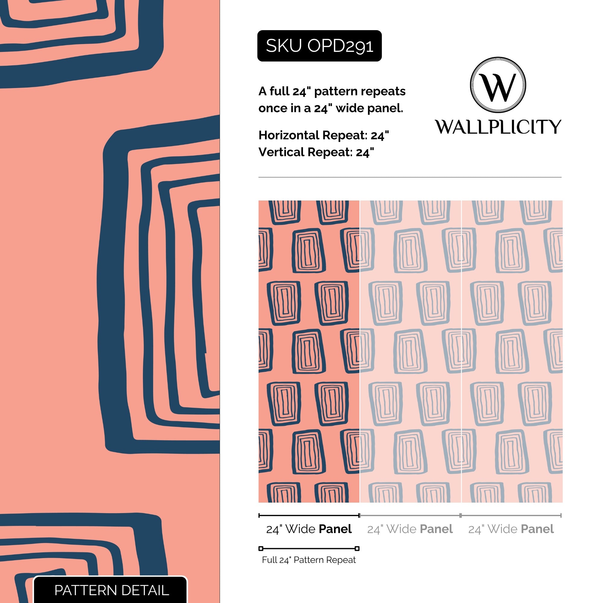 Coral Groove wallpaper pattern detail and repeat size