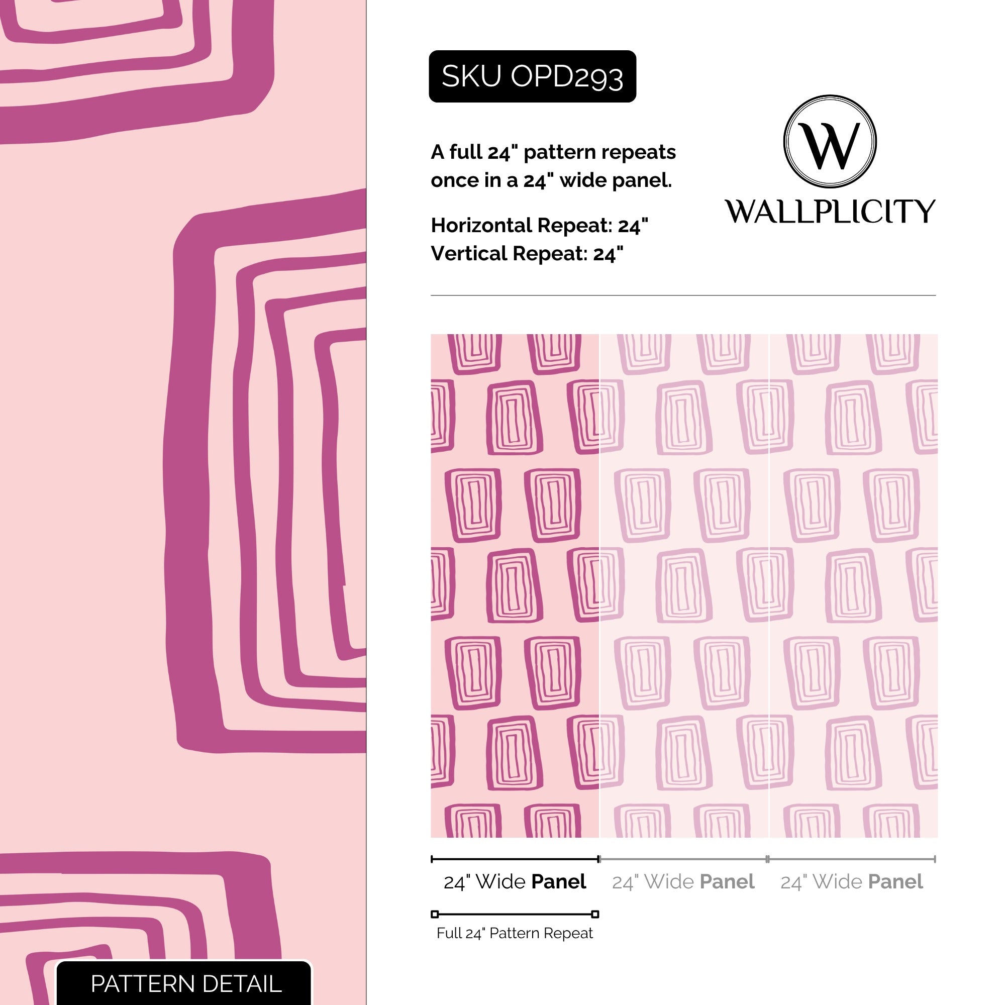 Groove Blush wallpaper pattern detail and repeat size